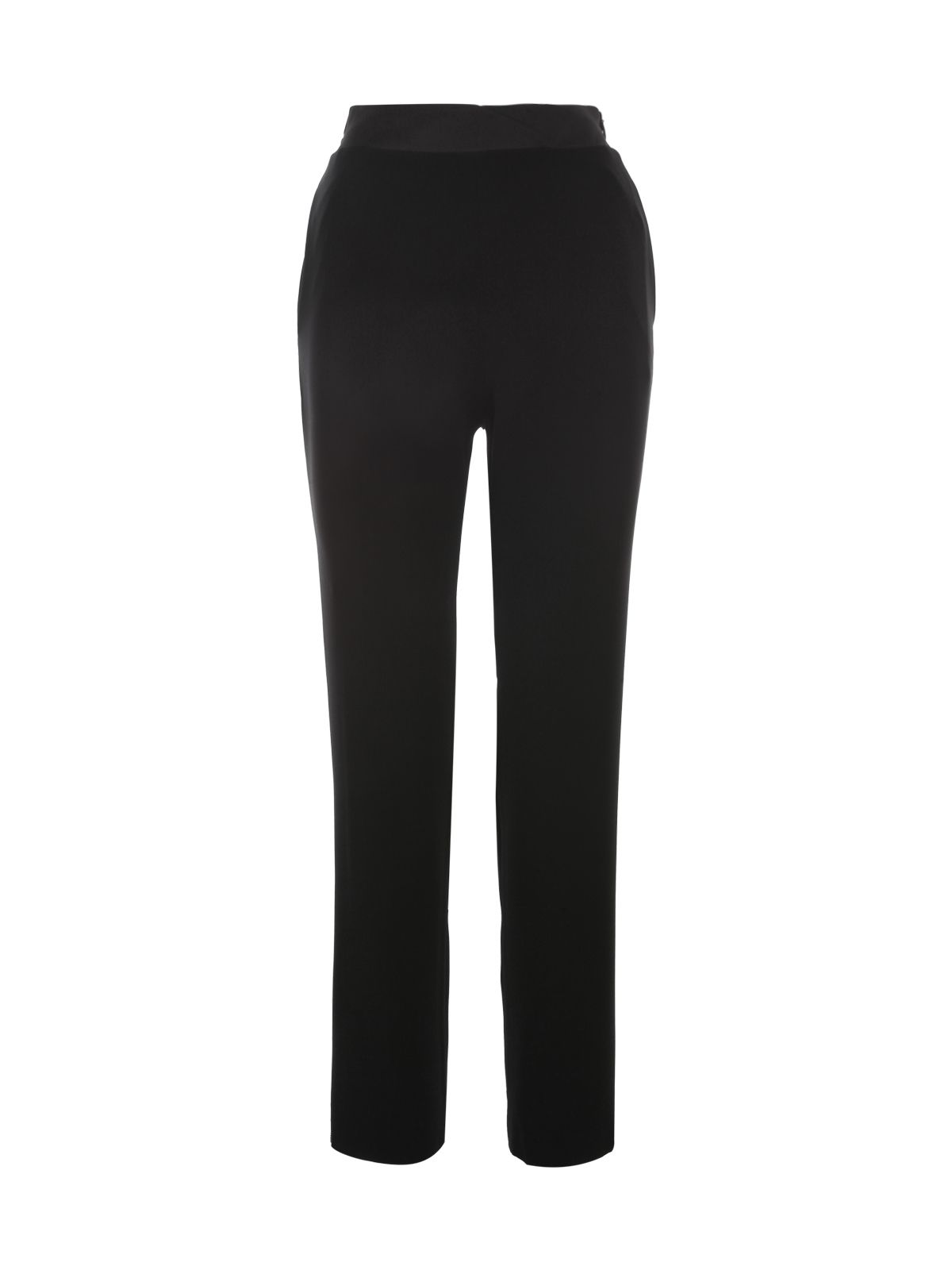 Emporio Armani Elastic Waisted Trousers With Sartin Details In Black