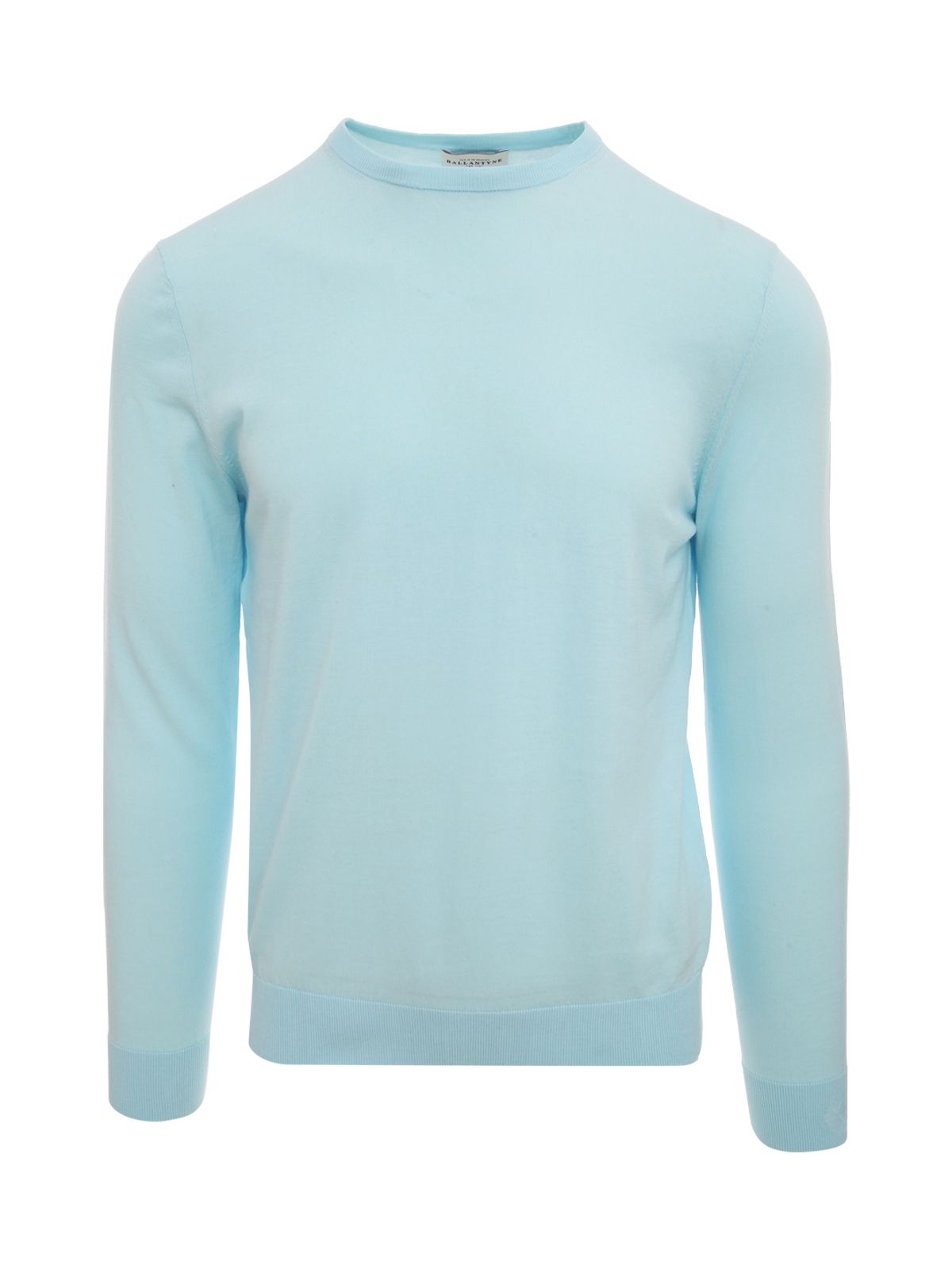 Ballantyne Ribbed Crew Neck Jumper In Turquoise