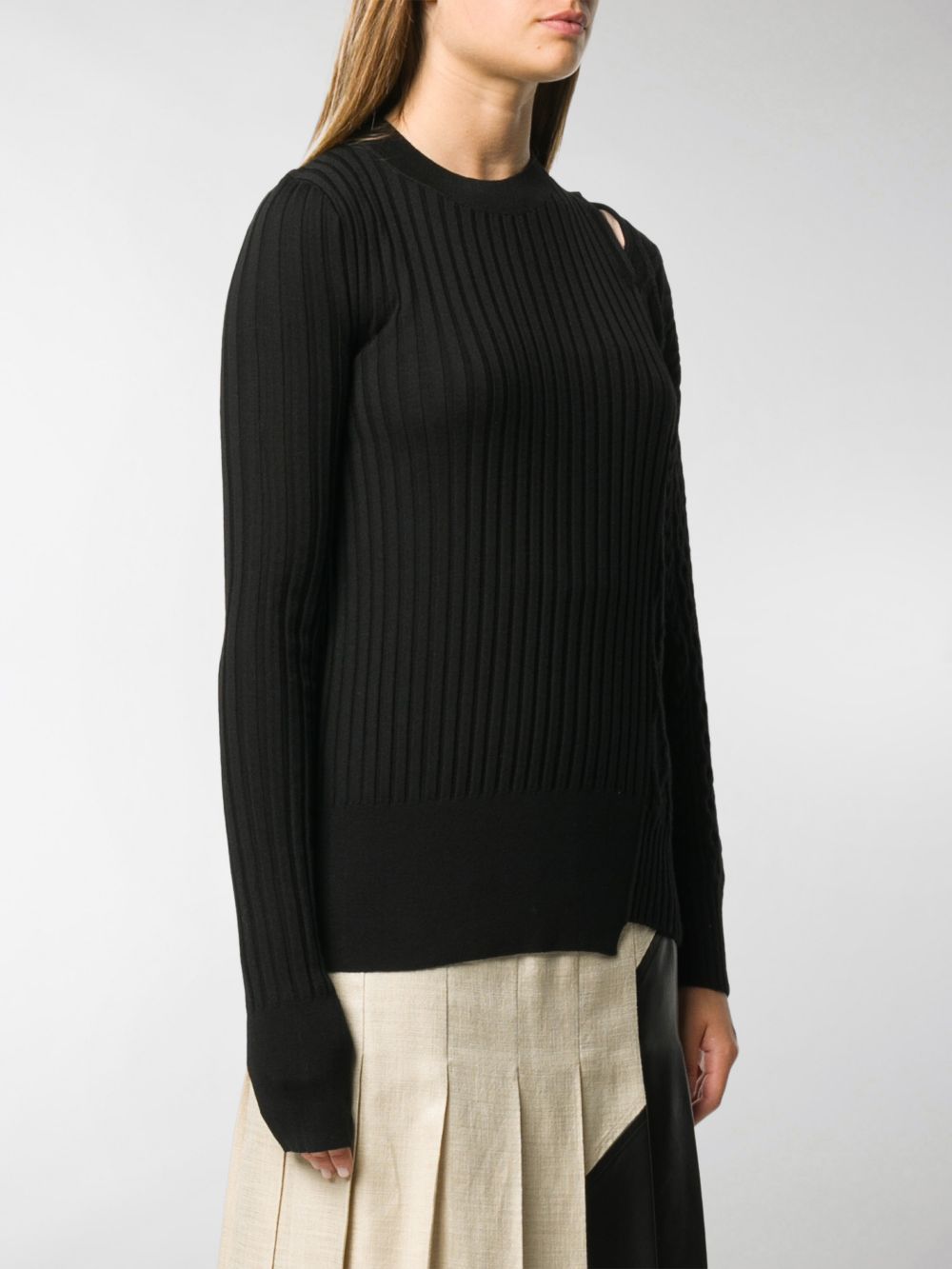 Shop Sacai Black Round Neck Sweater