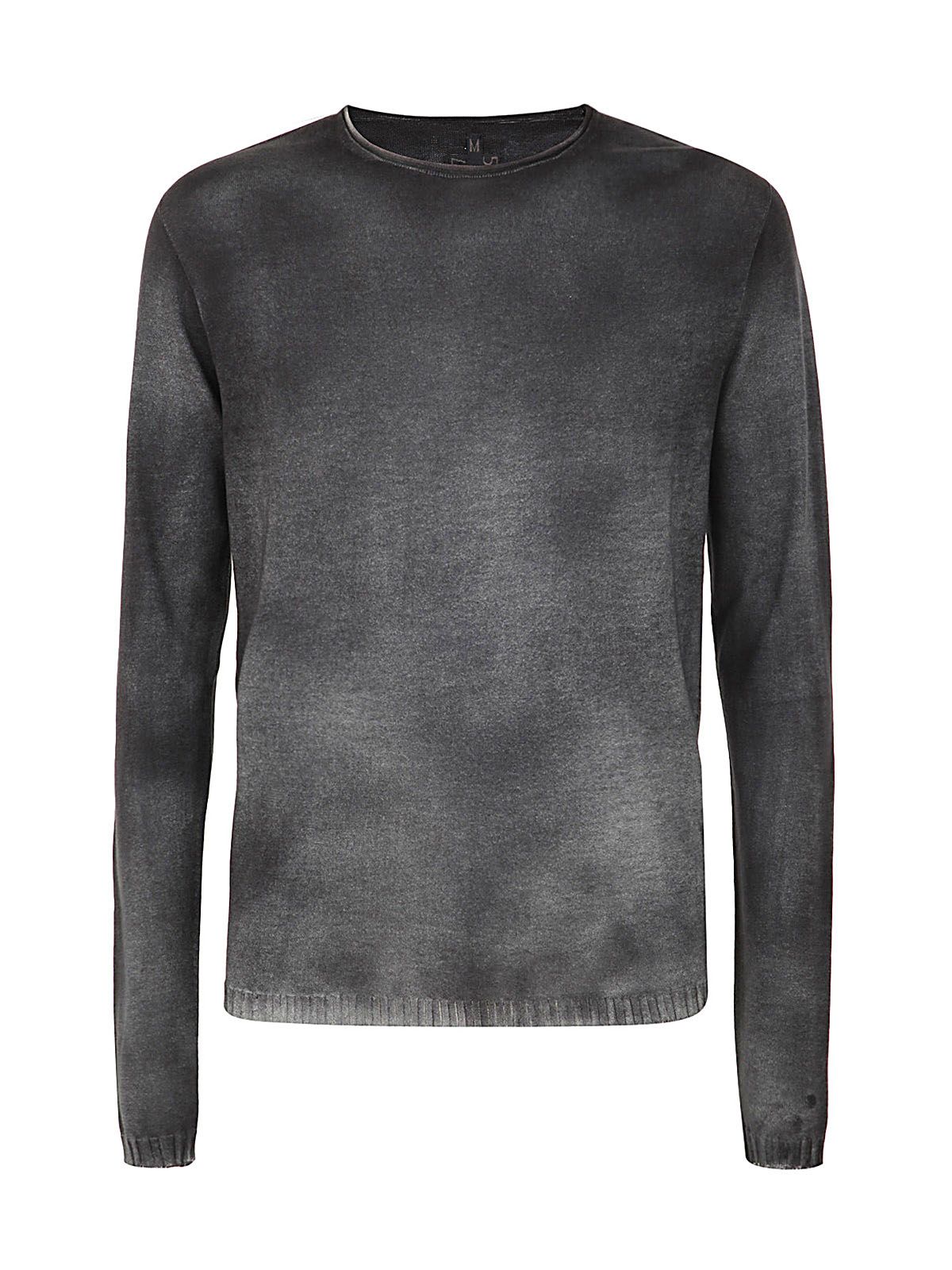 Md75 Regular Crew Neck Sweater With Ribbed Neck In Lead