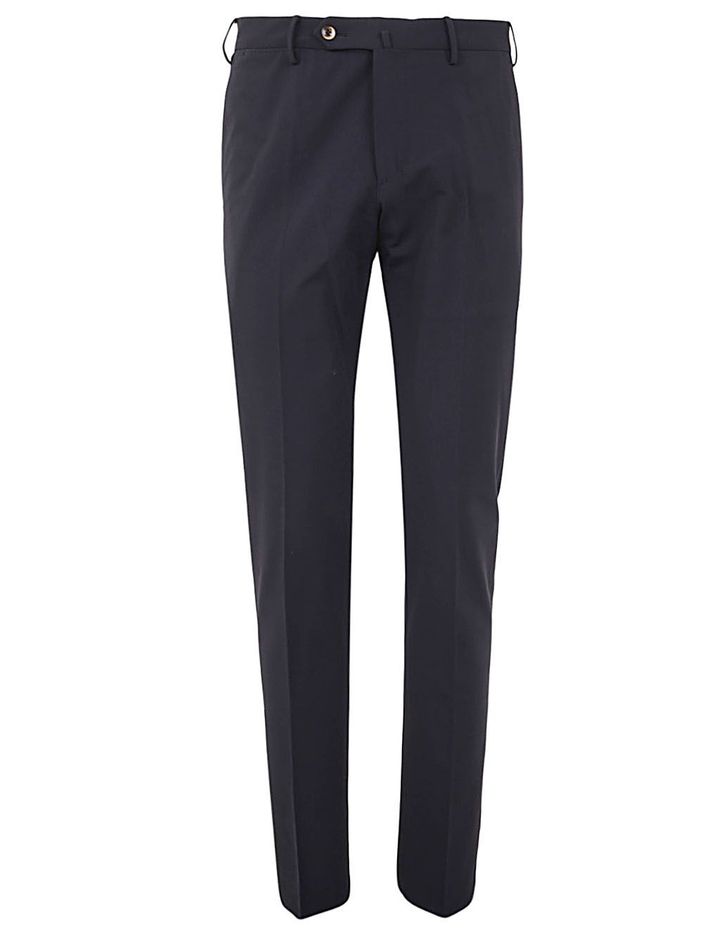 Pt01 Flat Front Trousers With Diagonal Pockets In Navy