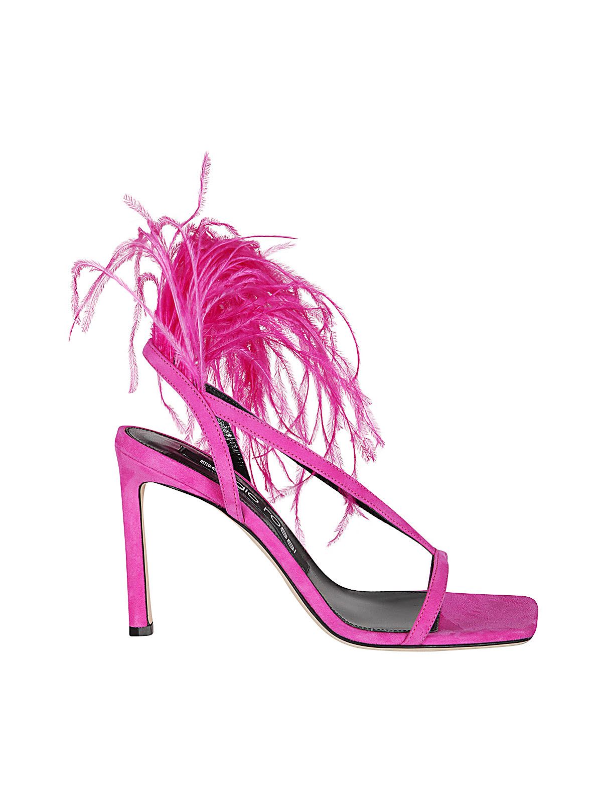 Shop Sergio Rossi Pink Sandals With Feathers Bernardellistores. Com