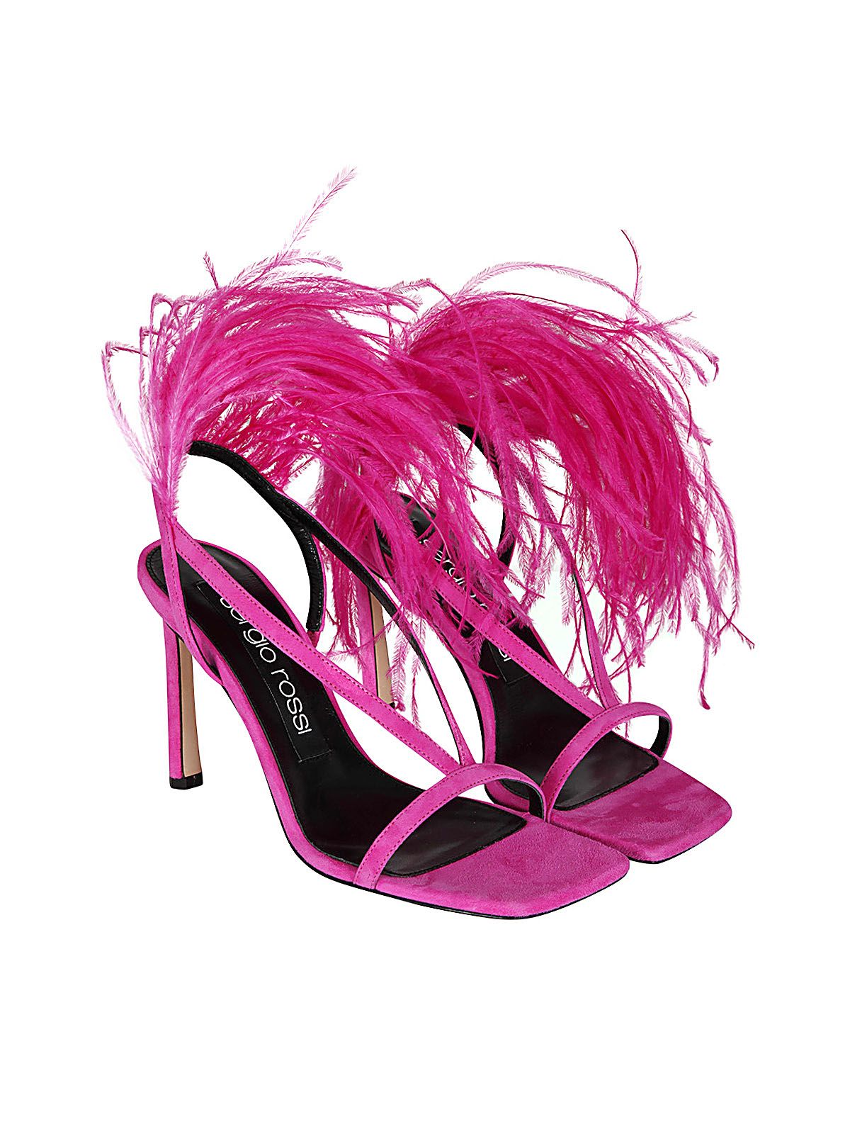 Shop Sergio Rossi Pink Sandals With Feathers | Bernardellistores.com
