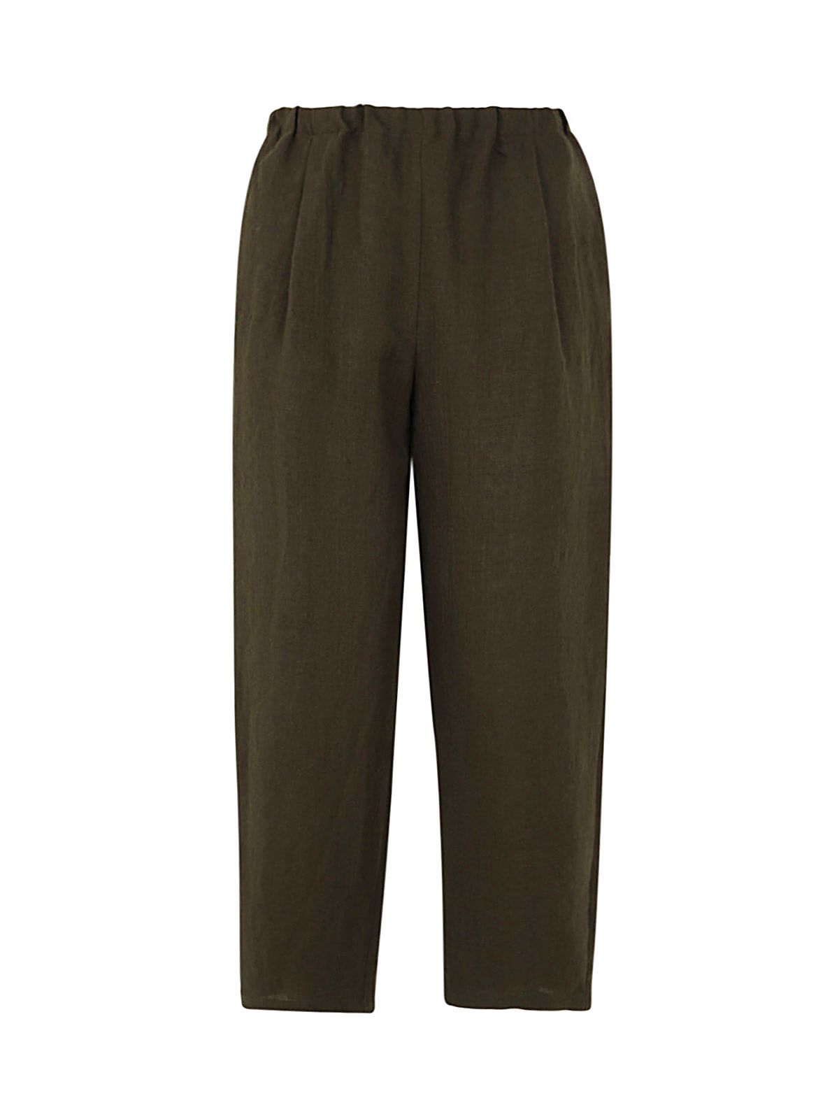 A Punto B Wool And Linen Elastic Slim Trousers In Dark