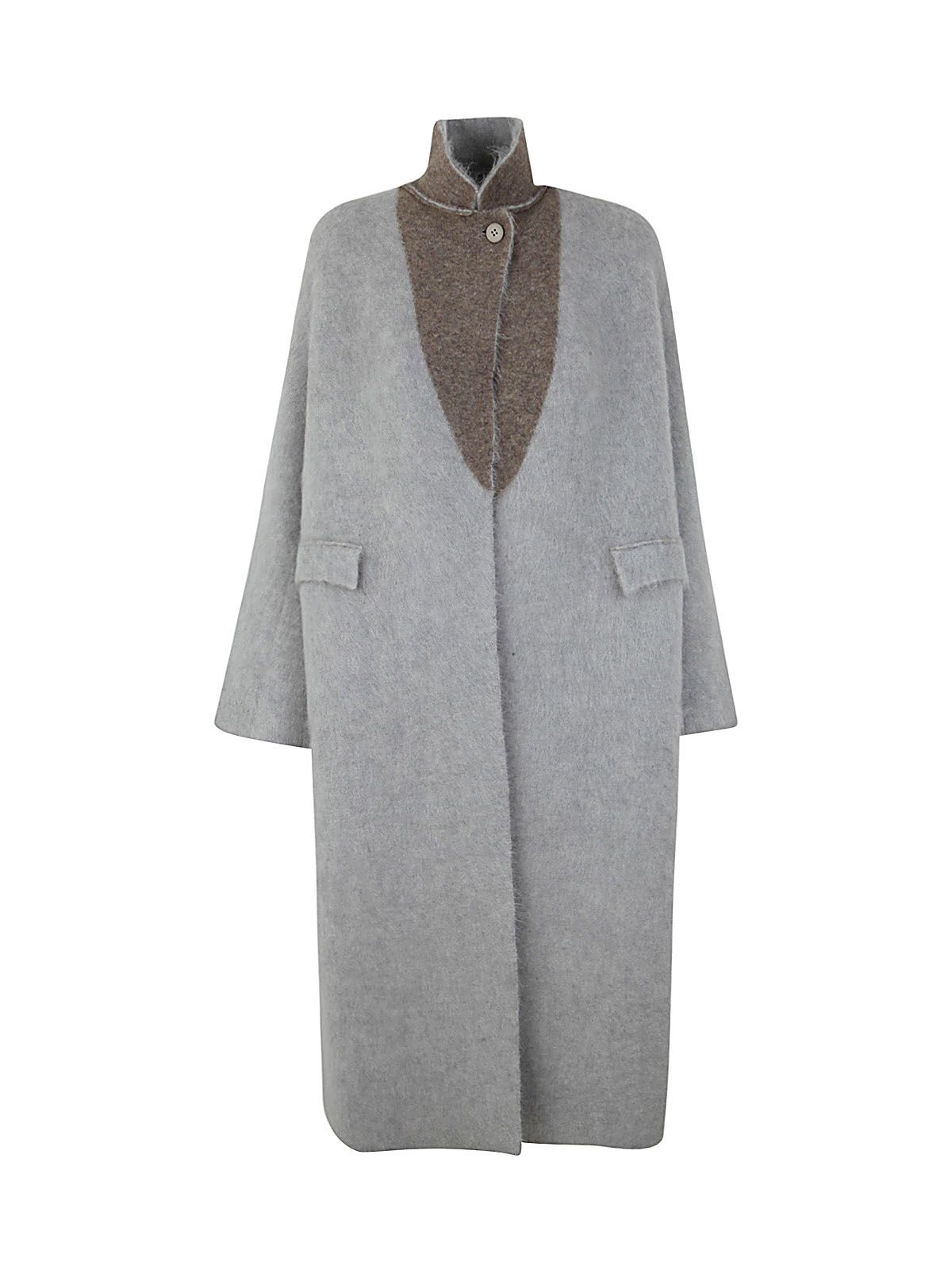 Boboutic Yak Mohair Single Breasted Long Coat In Neutral