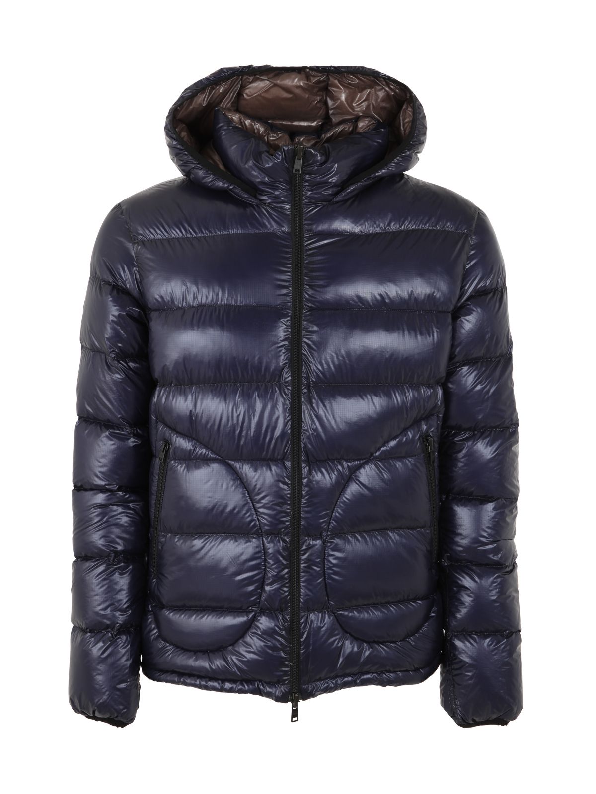 Herno Down Bomber Jacket With Hood In Blue