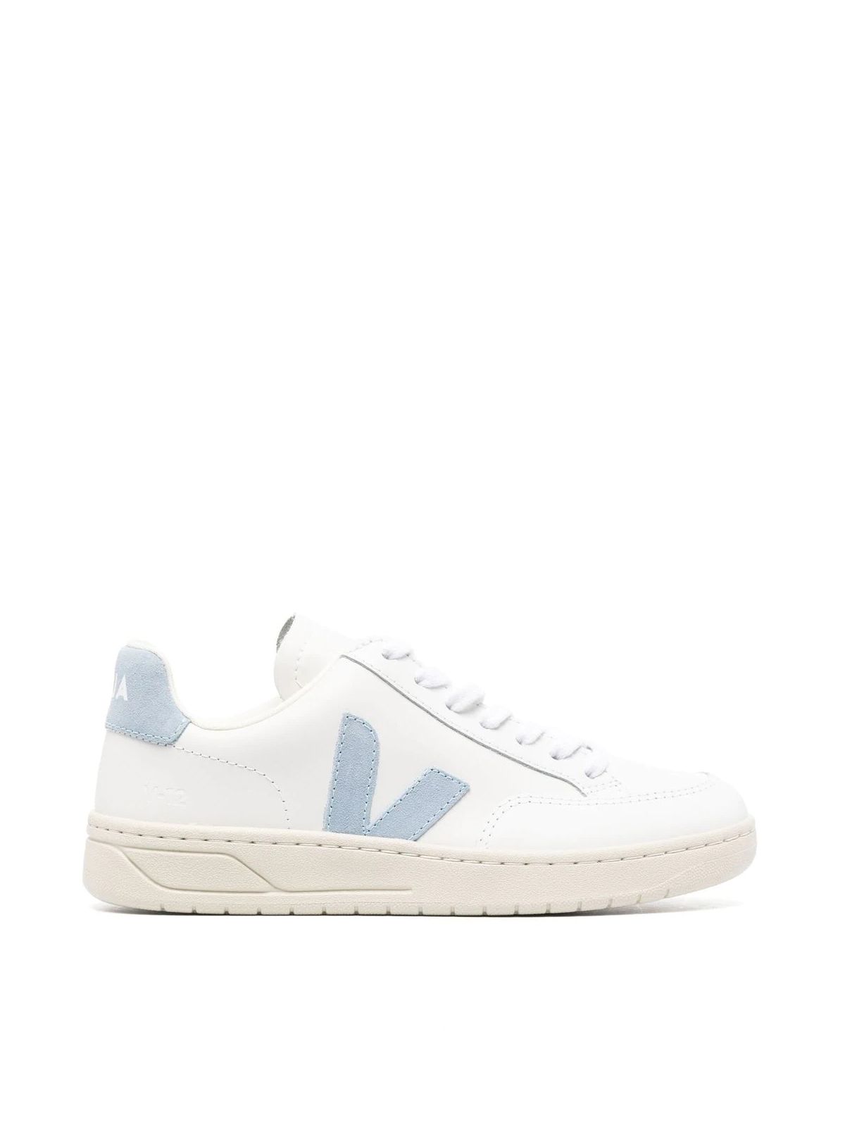 Veja V12 Leather Trainers In Extra White Steel
