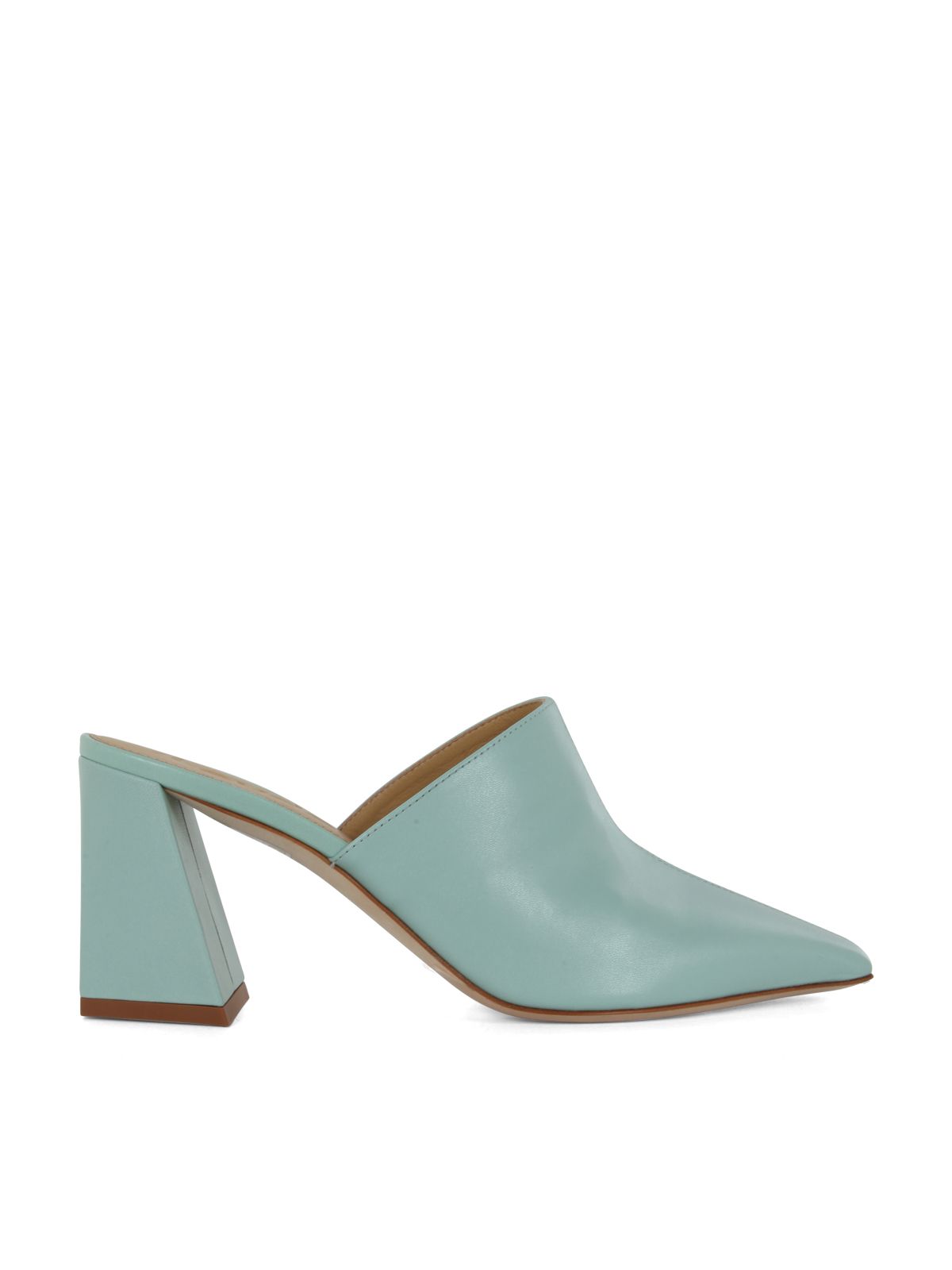 Aeyde Squared And Medium Heeled Nappa Open On The Back In Acqua