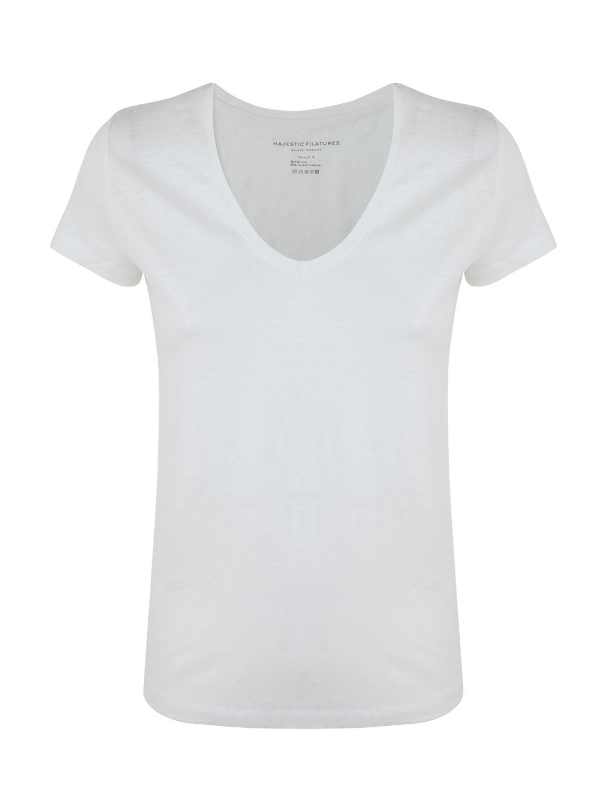 Majestic Filatures V-neck Cotton Blend T-shirt In White