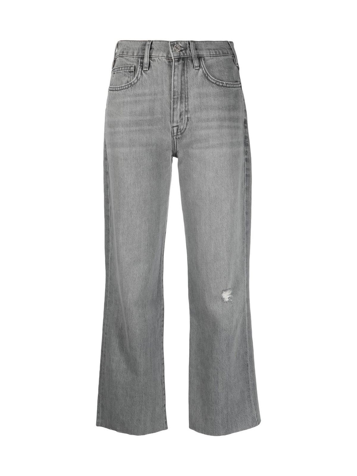 Shop Frame Wide Leg Raw Crop Jeans