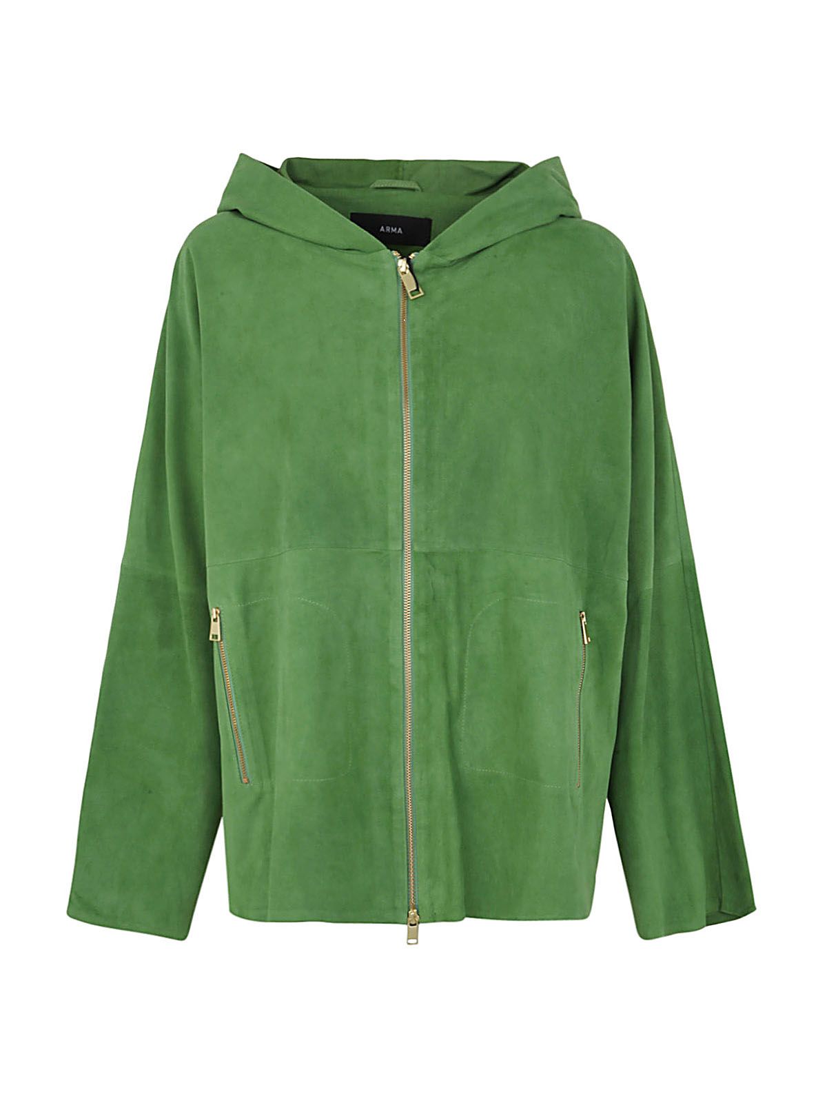 Arma Ulla Goat Suede Hooded Jacket In Matcha