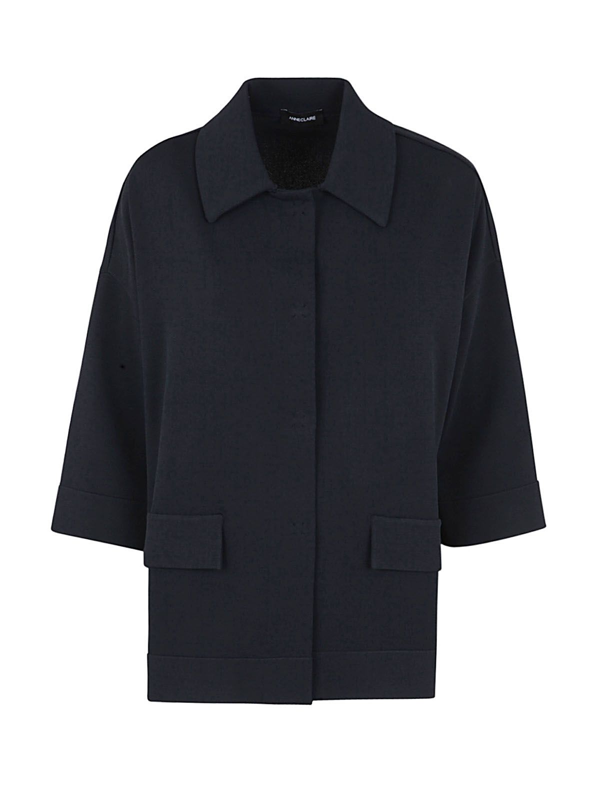 Anneclaire 3/4 Sleeves A Line Jacket In Navy Blue