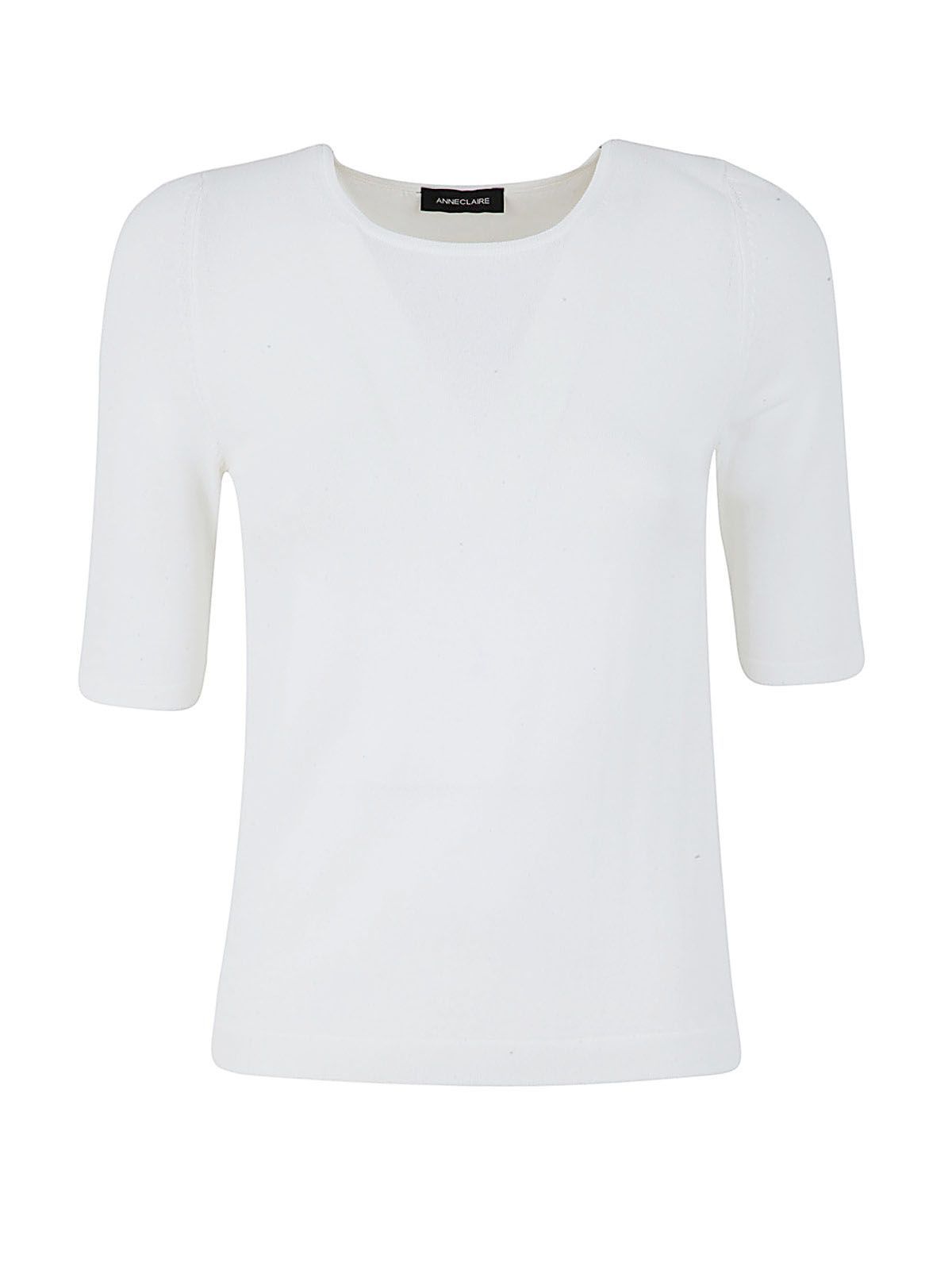 Anneclaire 3/4 Sleeves Crew Neck T-shirt In White