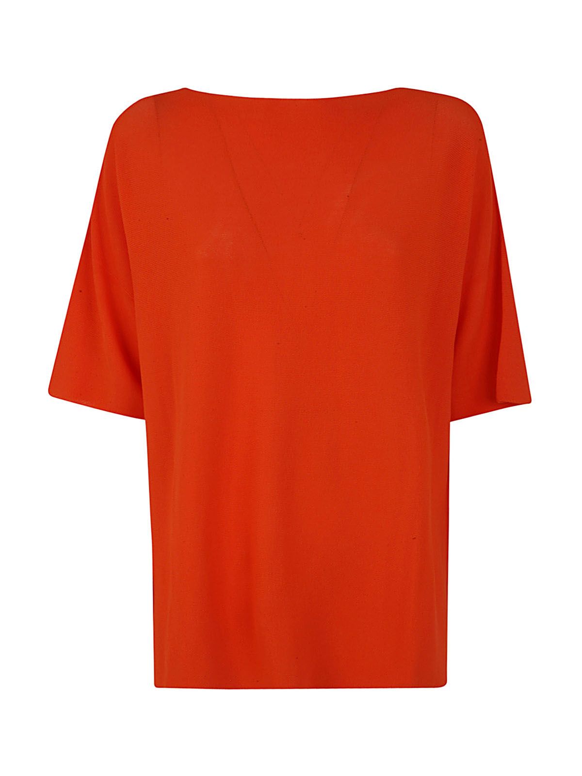 Anneclaire Short Sleeves Long Sweater In Orange