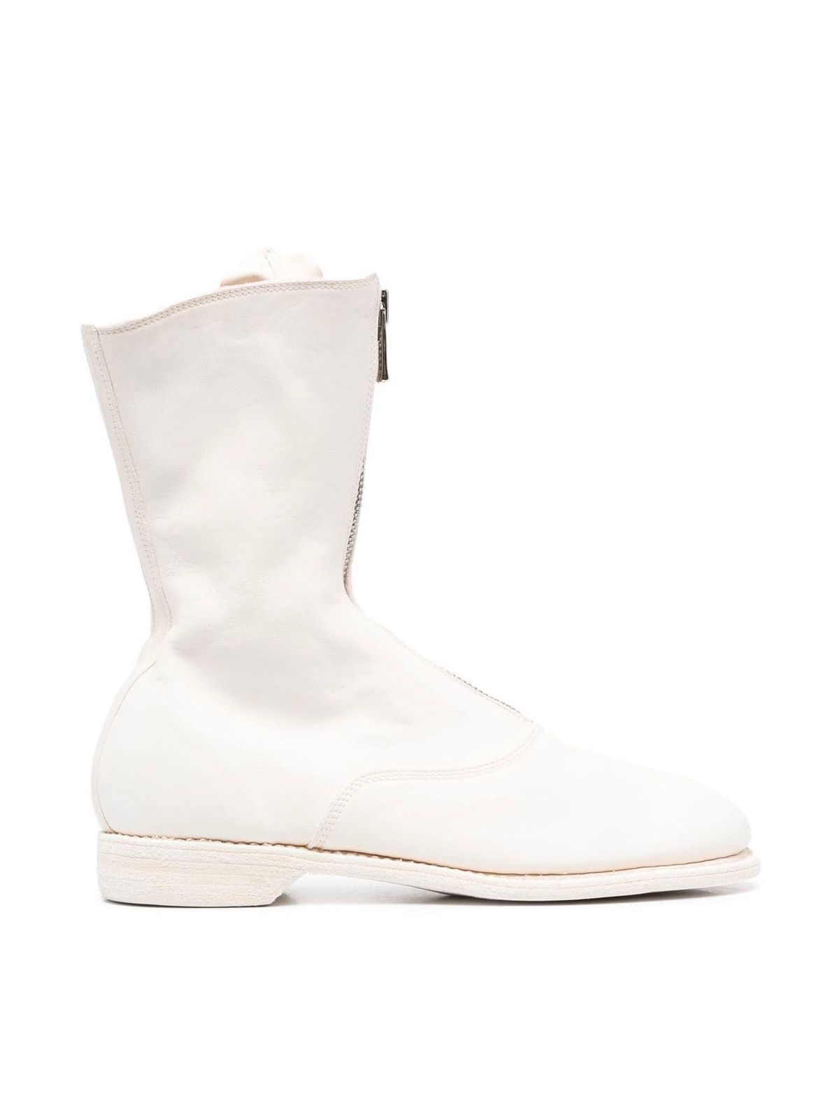 Guidi Front Zip Boot In T White