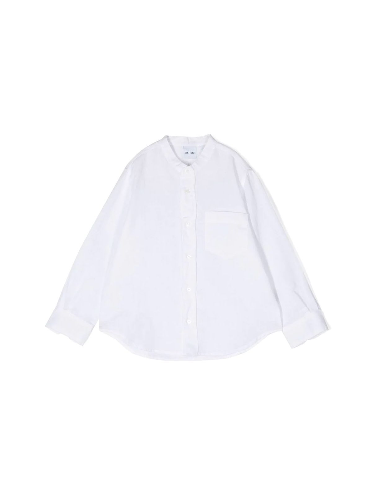 Aspesi Collarless Patch Pocket Shirt In White