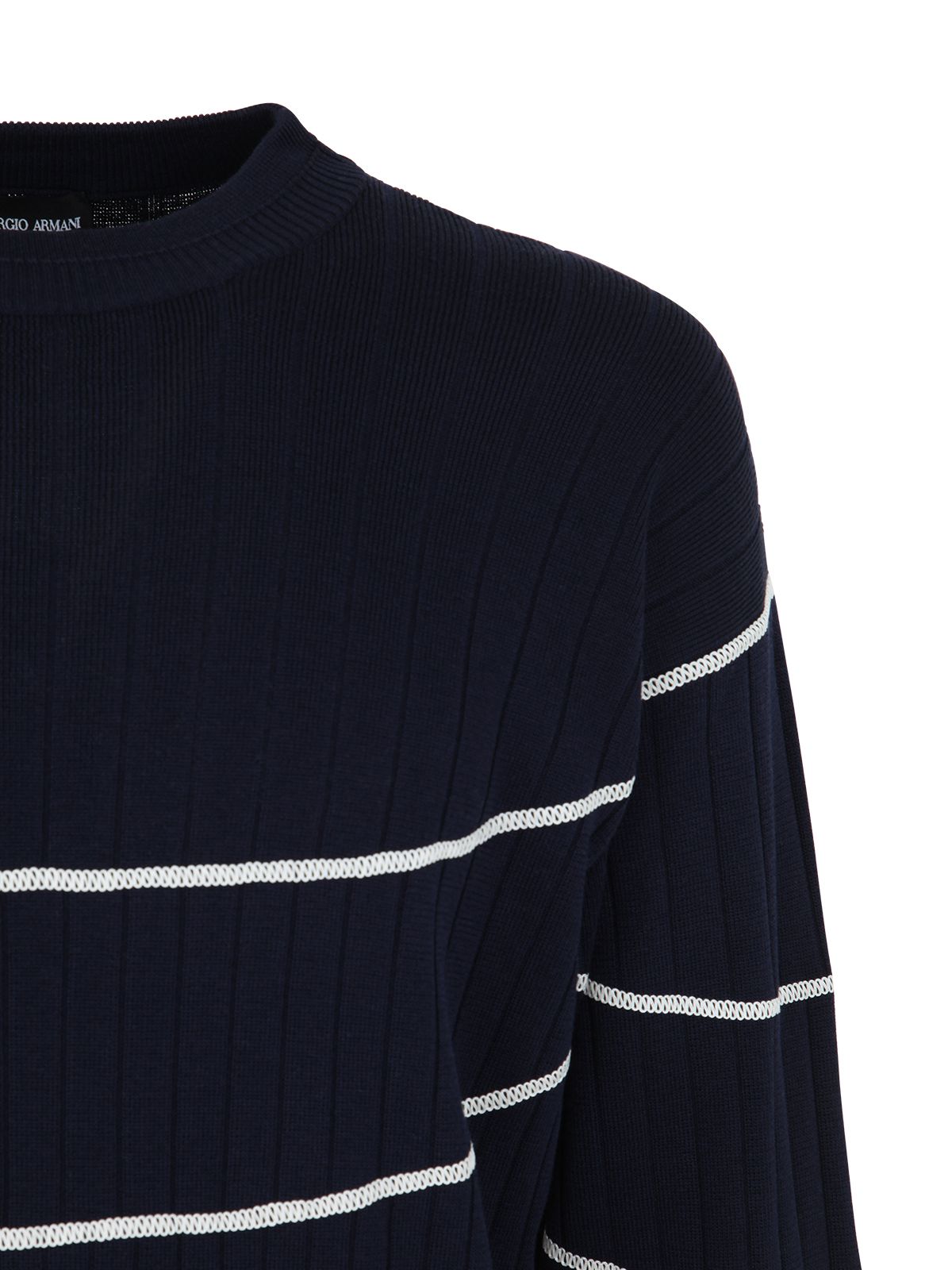 Shop Giorgio Armani Men's Knitwear Striped Pullover