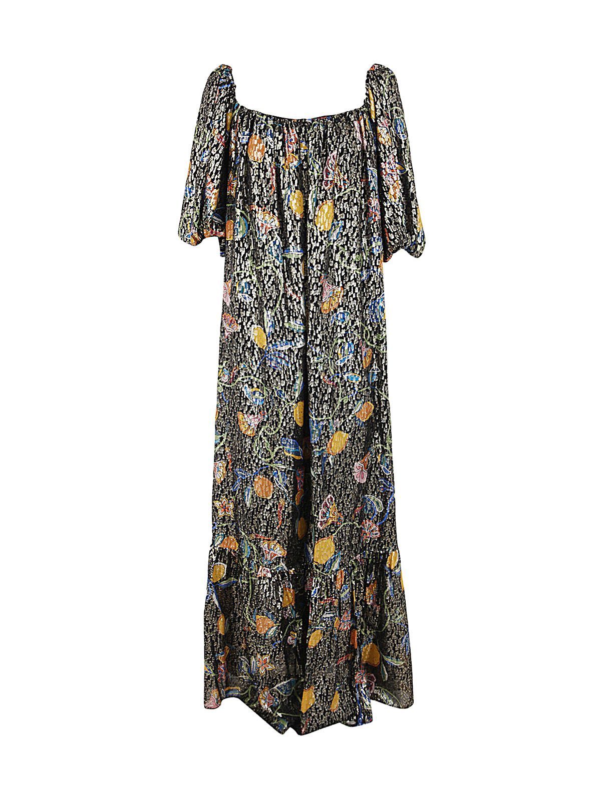 La Doublej Sta-da-dio! Metallic Printed Fil Coupé Silk-blend Maxi Dress In Multicolour