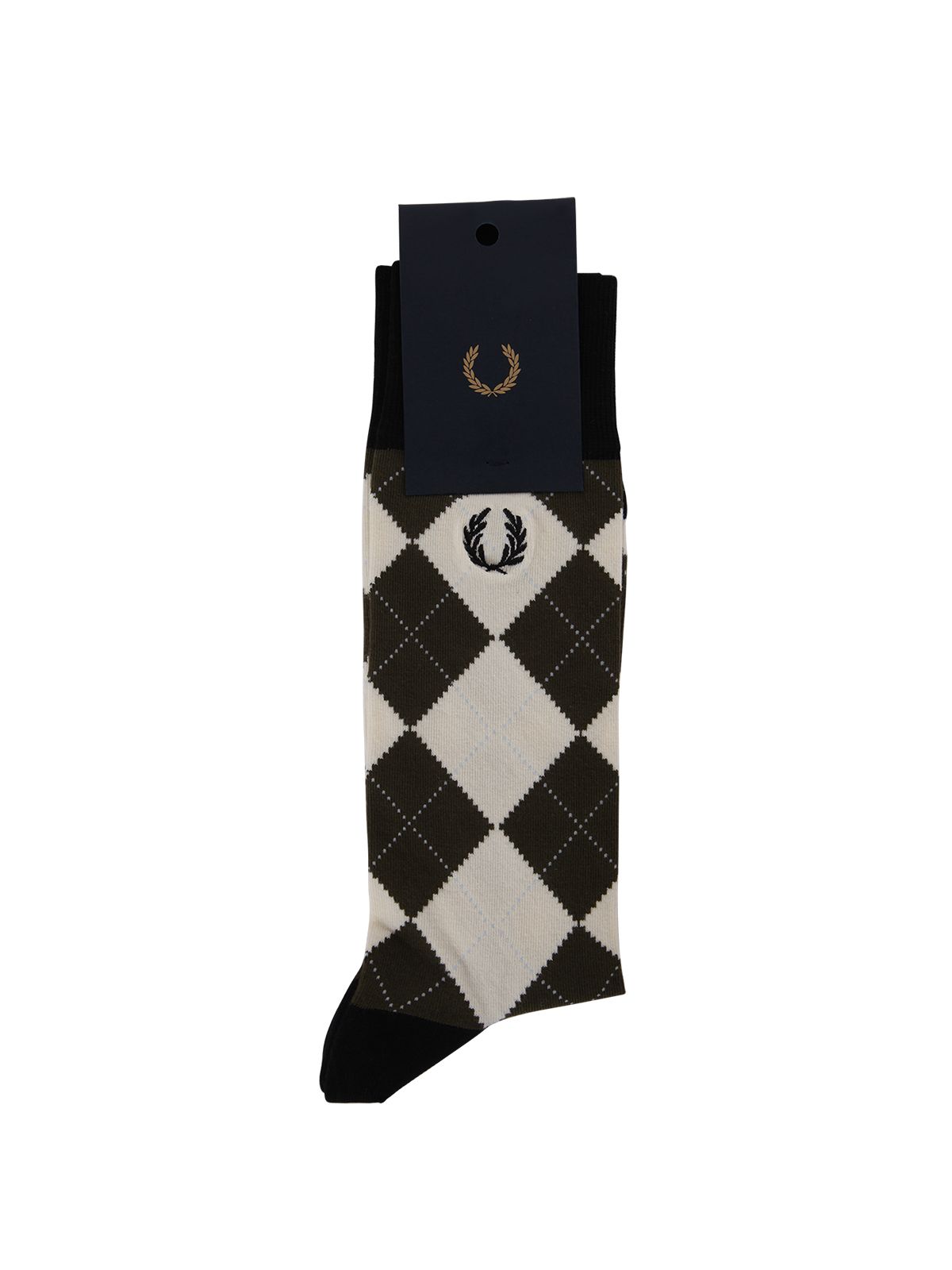 Fred Perry Argyle Pattern Socks In Khaki-green