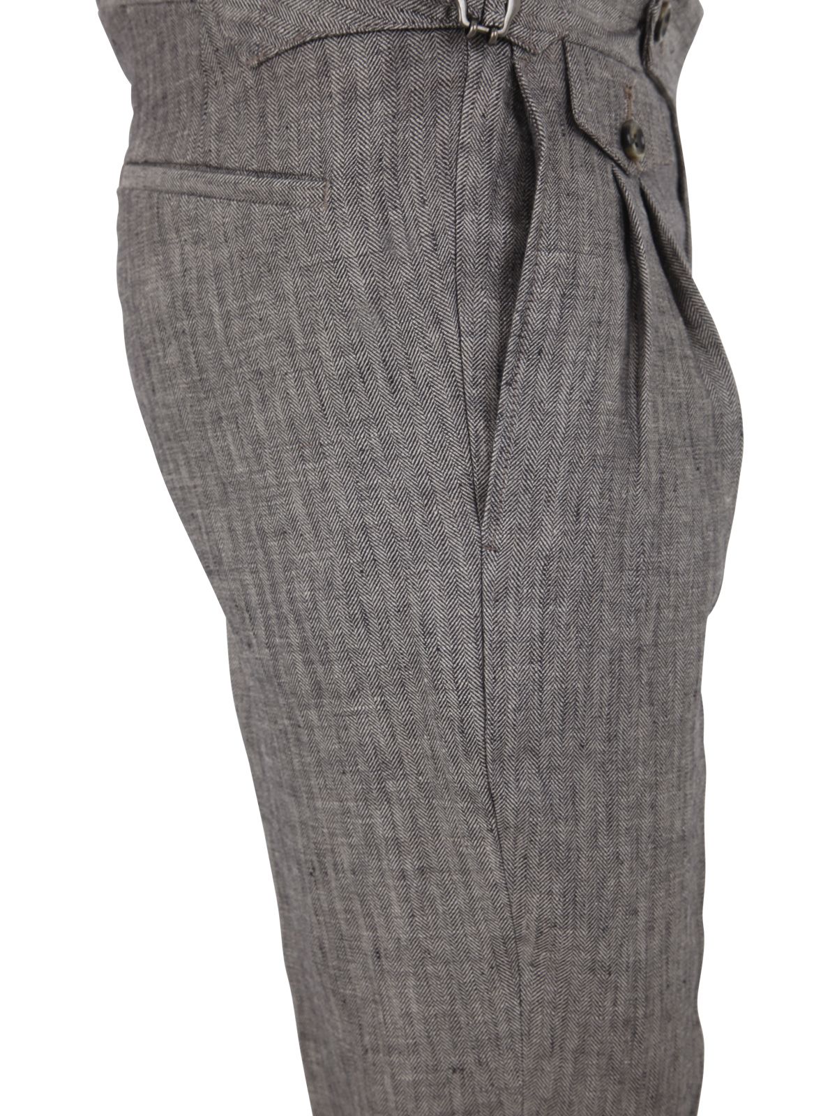 Shop Barba Napoli Men's Regular Linen Trousers