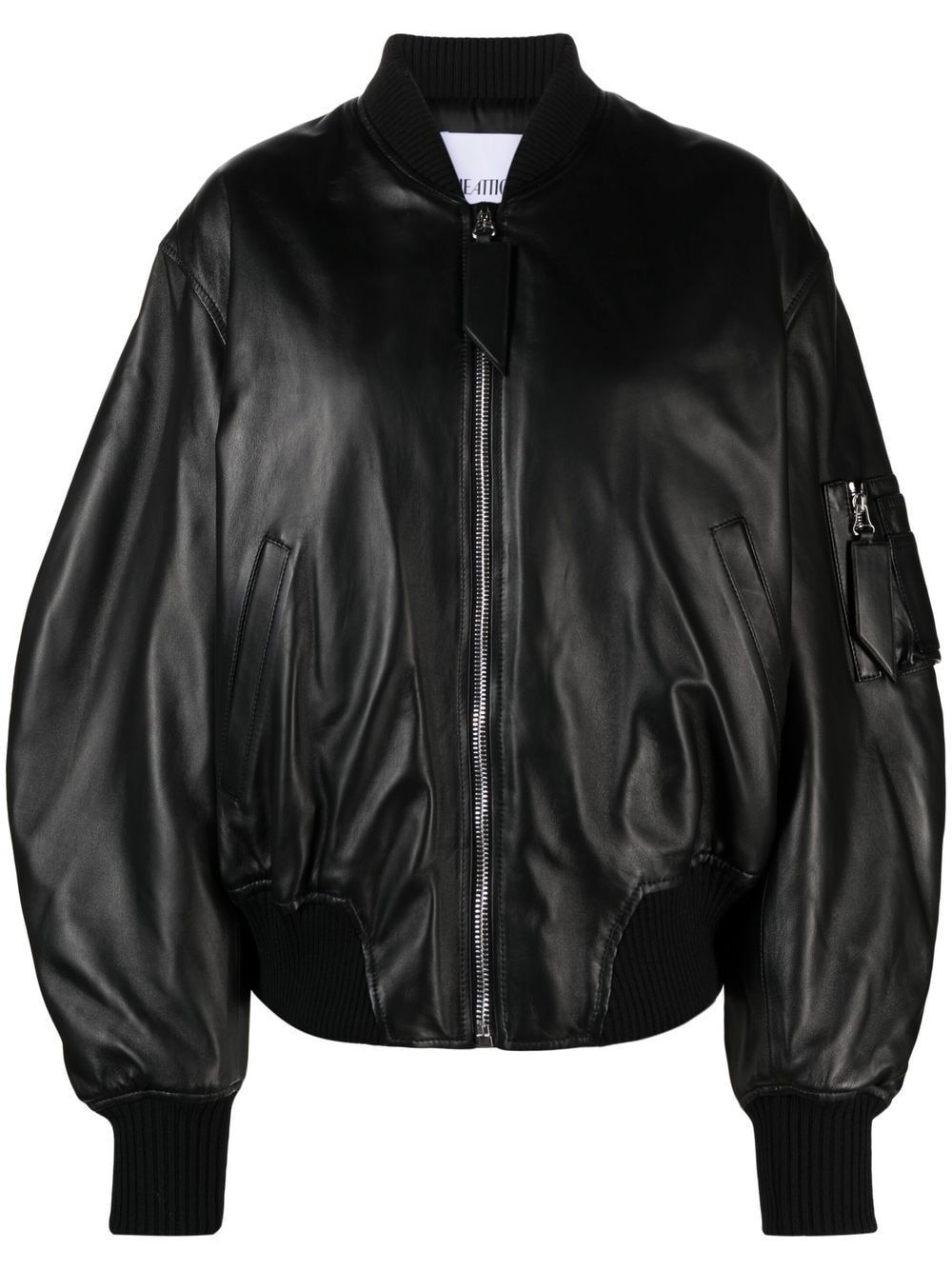 Attico Anja Napa Leather Bomber Jacket In Black | ModeSens