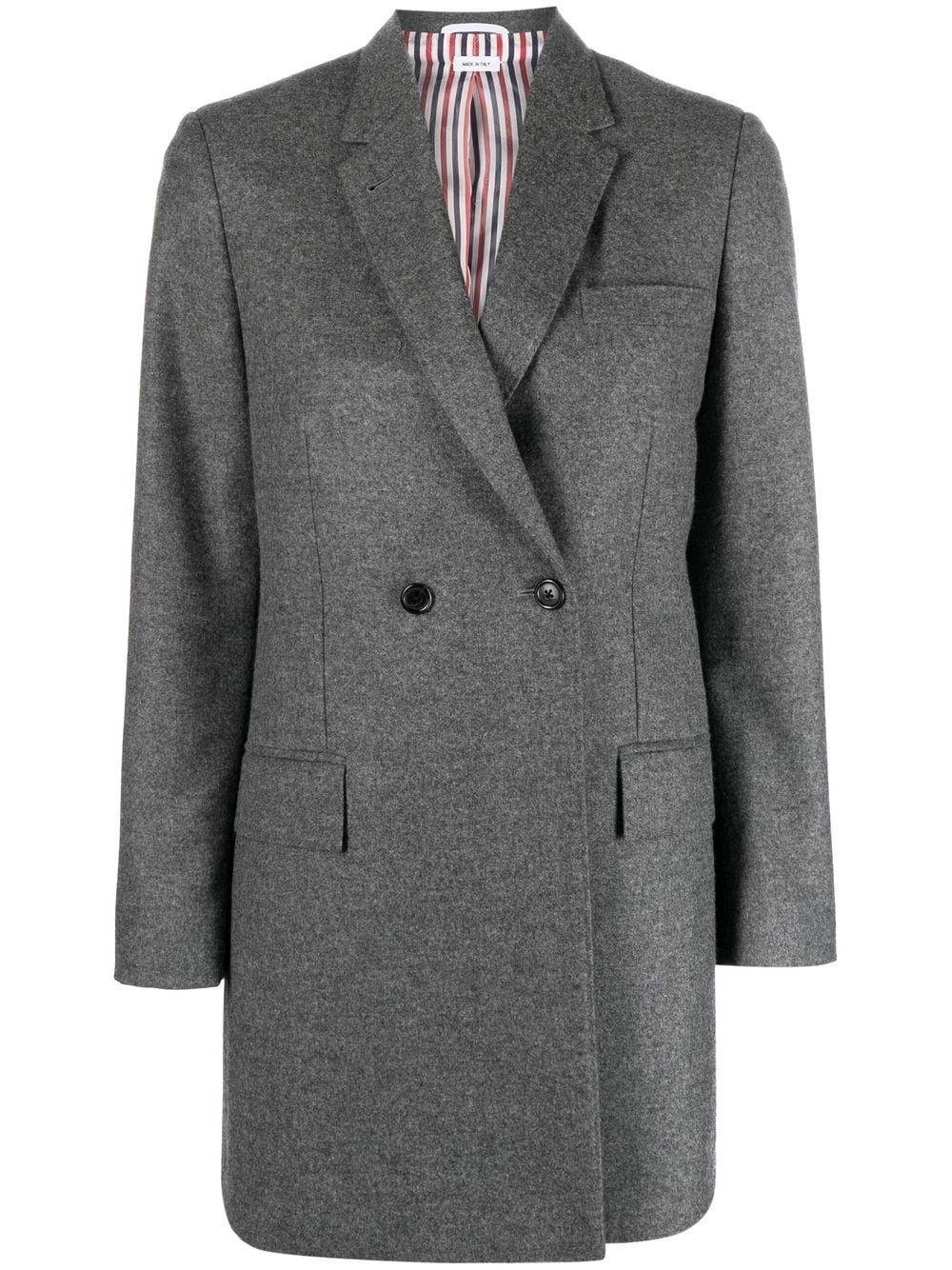 Thom Browne Elongated Double-breasted Blazer In Grey