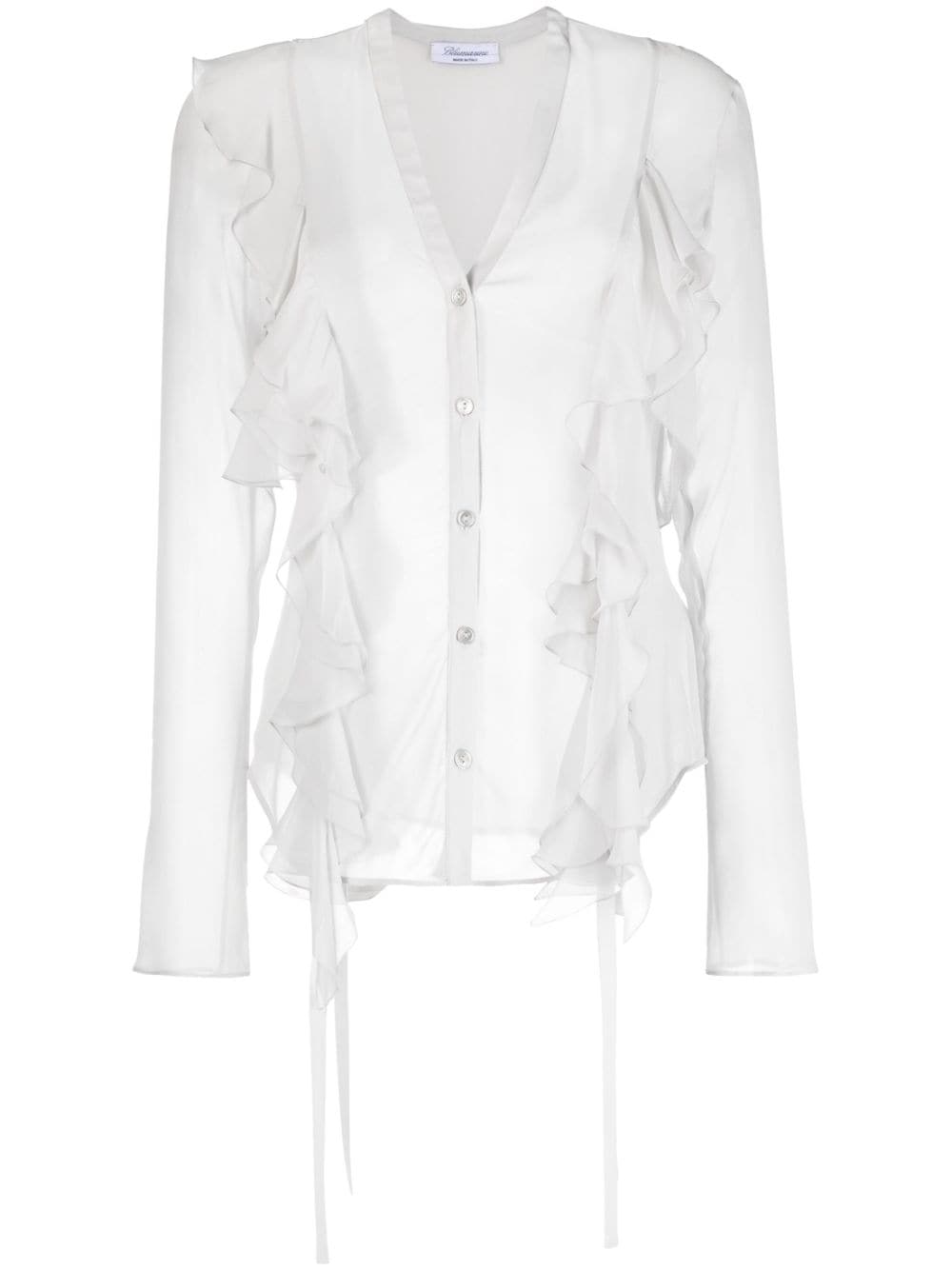 Shop Blumarine 2c234a Long Sleeves Blouson With Rouches