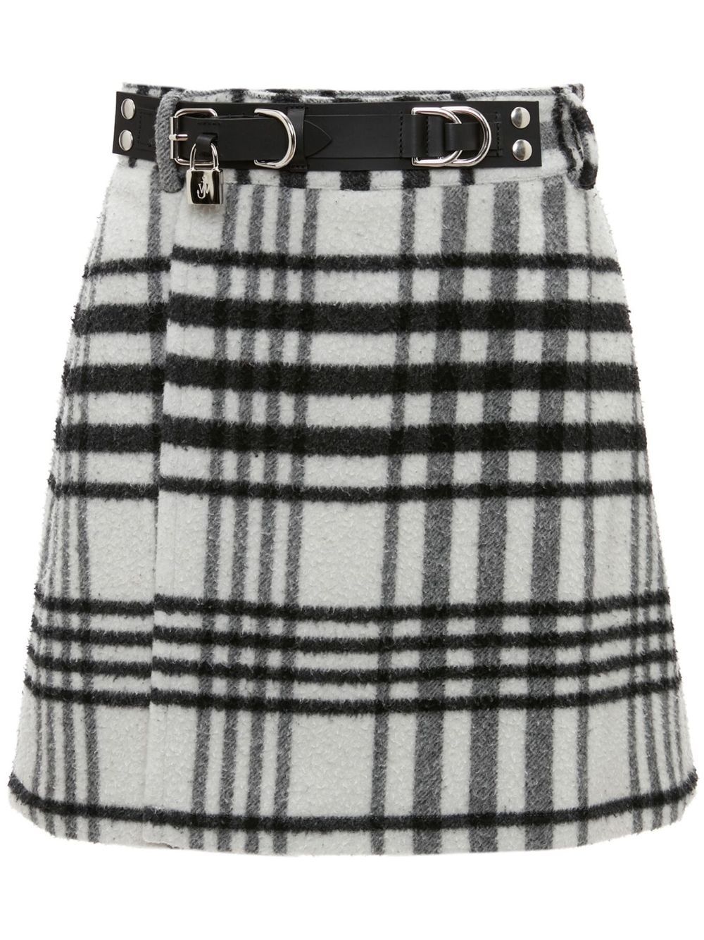 Jw Anderson Wool-blend Padlock Mini Skirt In White/black