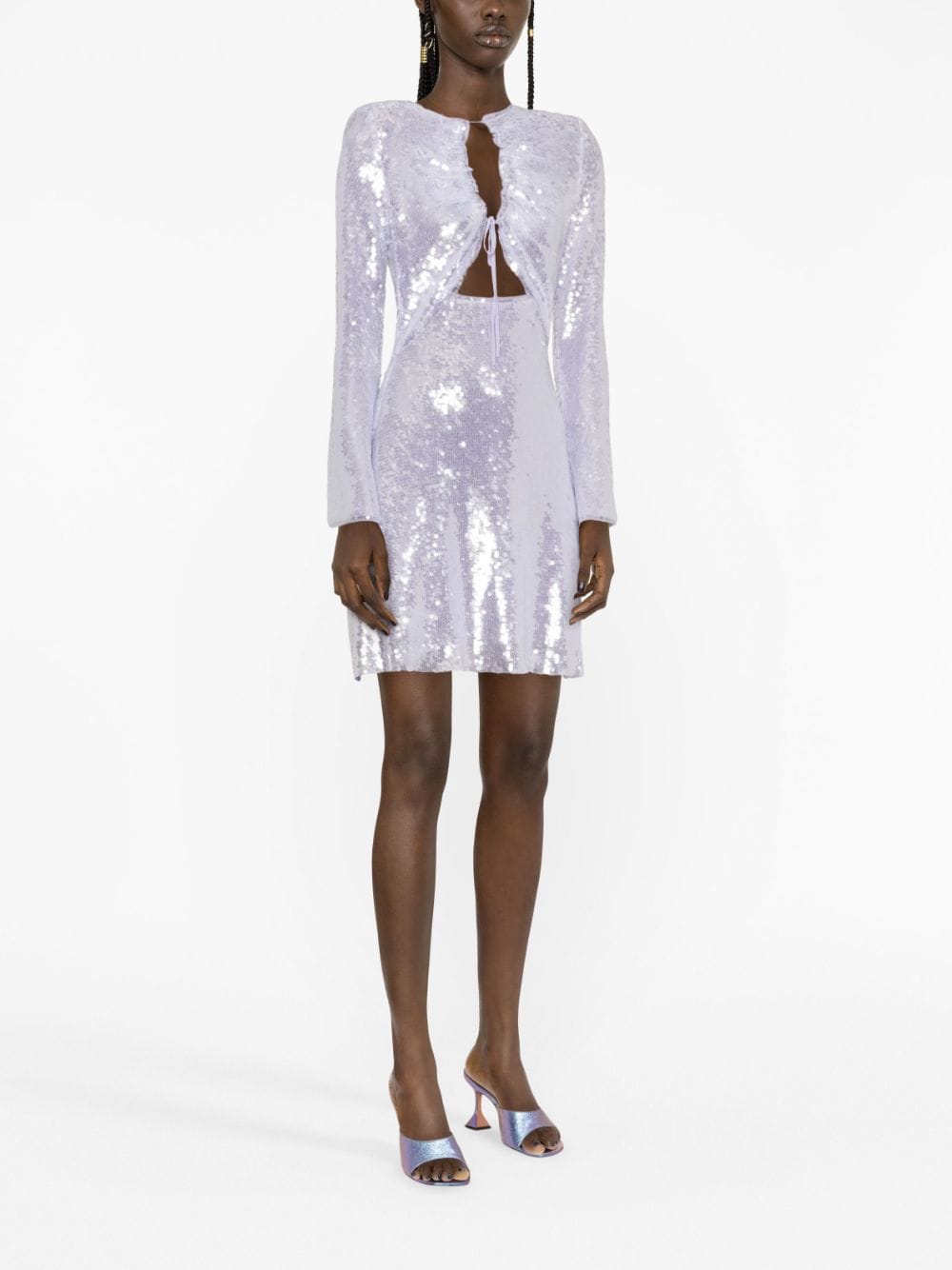 Shop Self-portrait Lilac Sequin Mini Dress