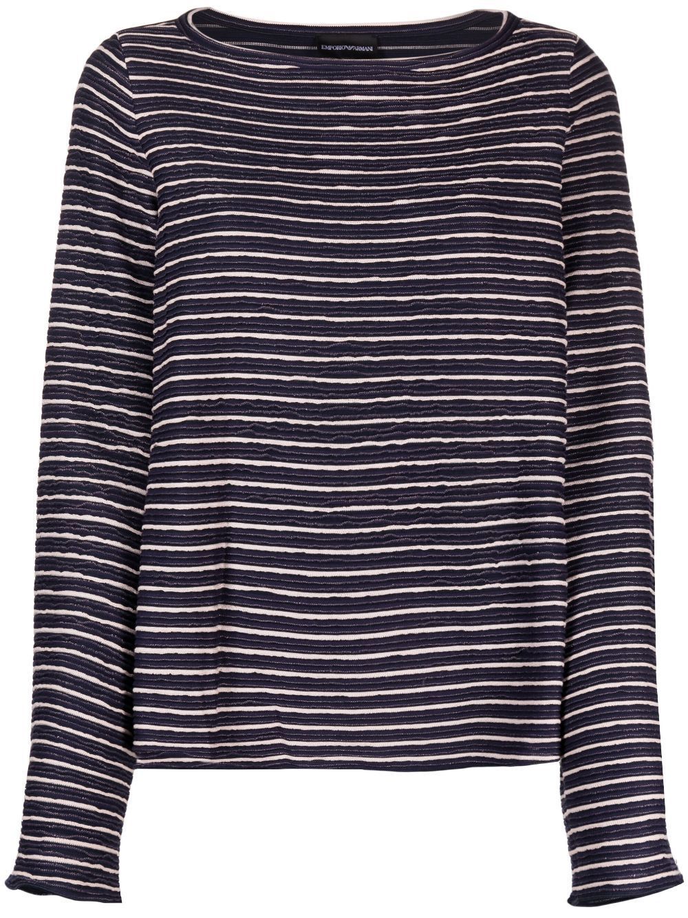 Emporio Armani Striped Long-sleeve Jumper In Blue