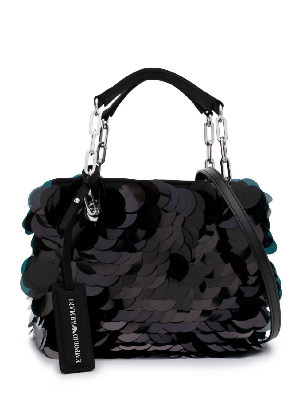 Emporio Armani Sequined Mini Shopping Bag In Black