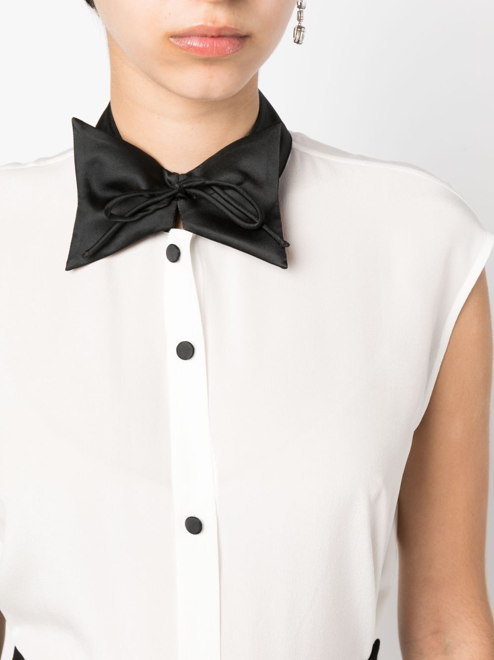 Shop Emporio Armani Sleeveless Shirt With Bow