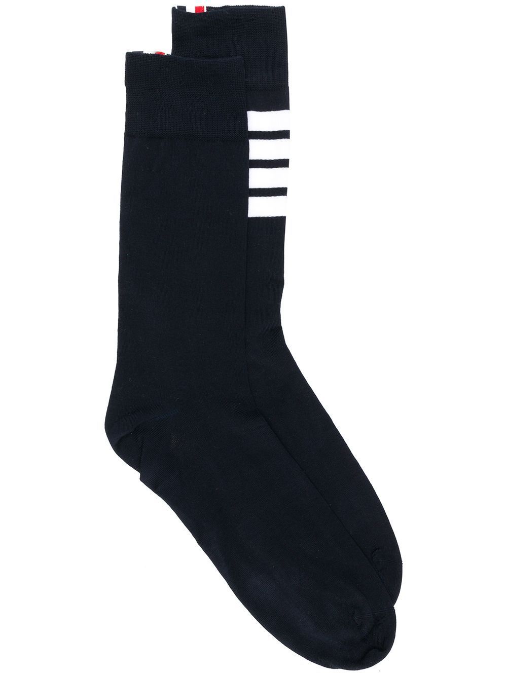 Shop Thom Browne Mid Calf Socks With 4bar In Lightweight Cotton