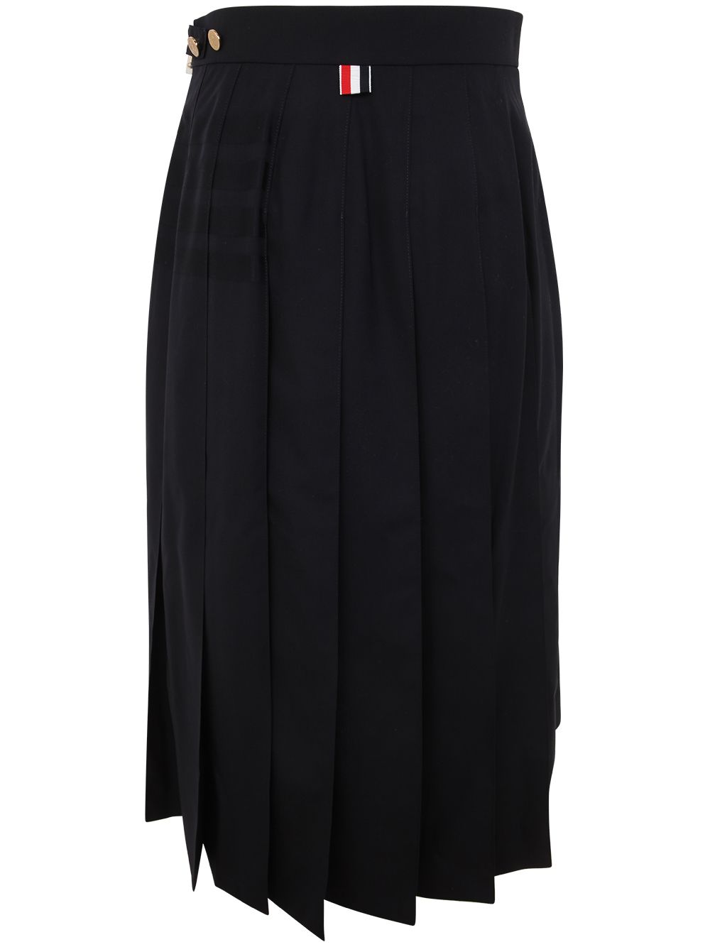 Shop Thom Browne Below Knee Dropped Back Pleated Skirt In Engineered 4 Bar Plain Weave Suiting