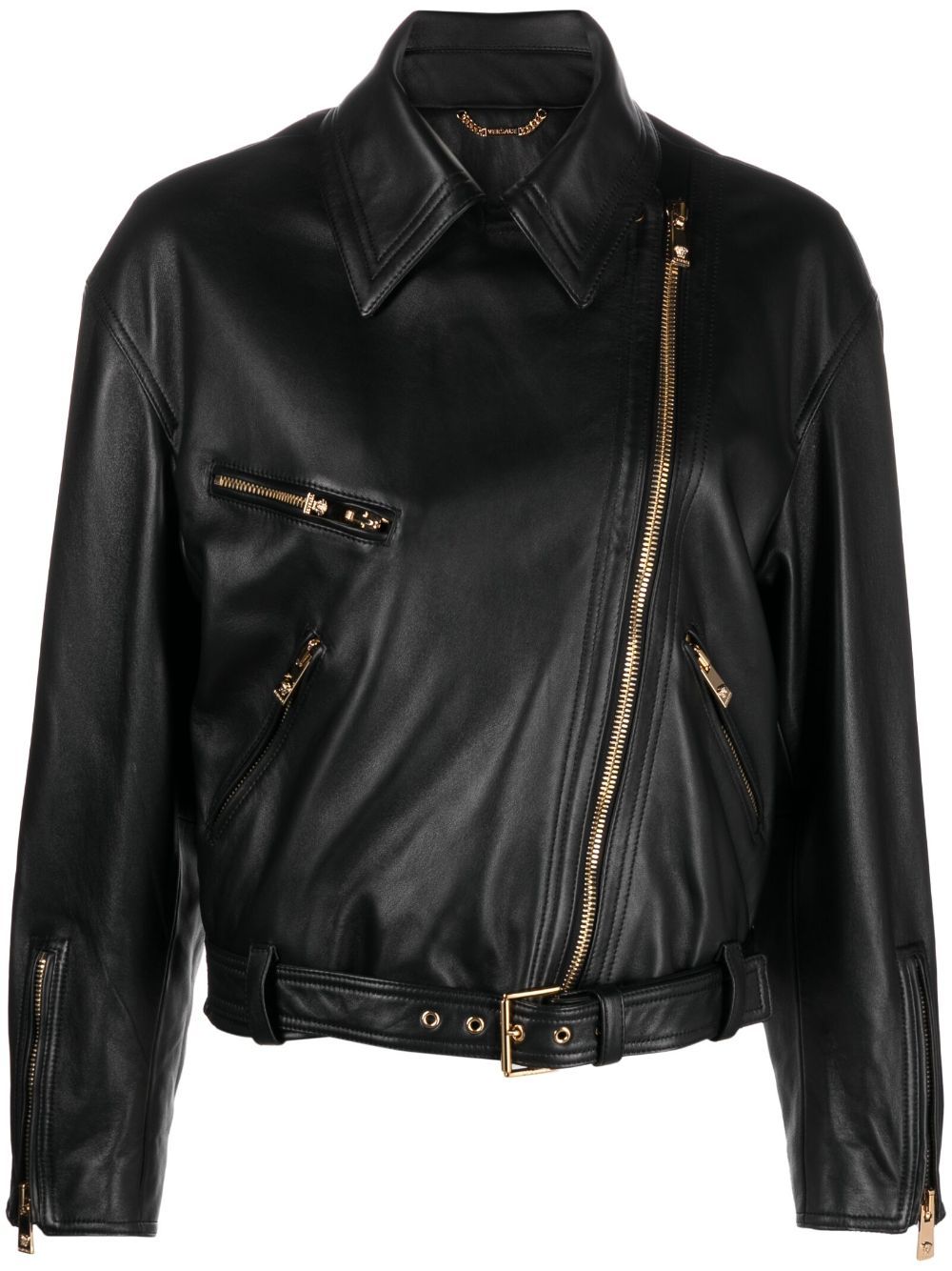 Shop Versace Jacket Leather Plonge` Leather Art. Denver T