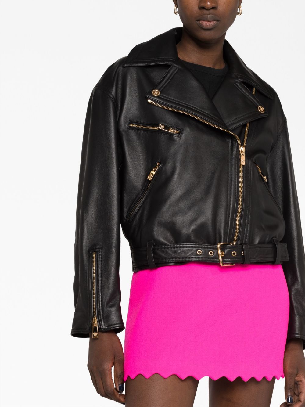 Shop Versace Jacket Leather Plonge` Leather Art. Denver T