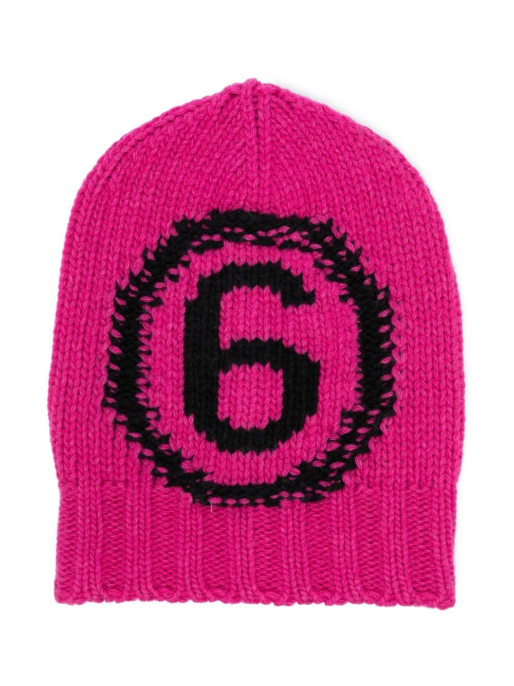 Mm6 Maison Margiela Intarsia-knit Logo Beanie Hat In Pink