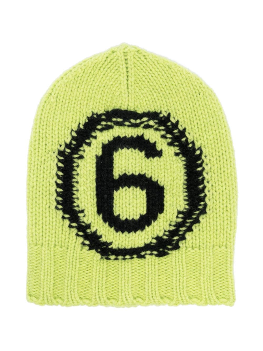 Mm6 Maison Margiela Intarsia-knit Logo Beanie Hat In Green