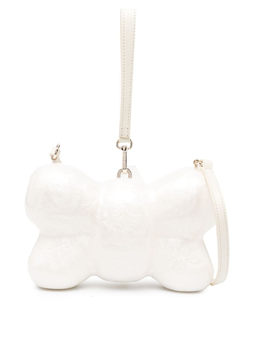 Simone Rocha Bow Bag With Leather Crossbody &amp; Leather Wristel In White