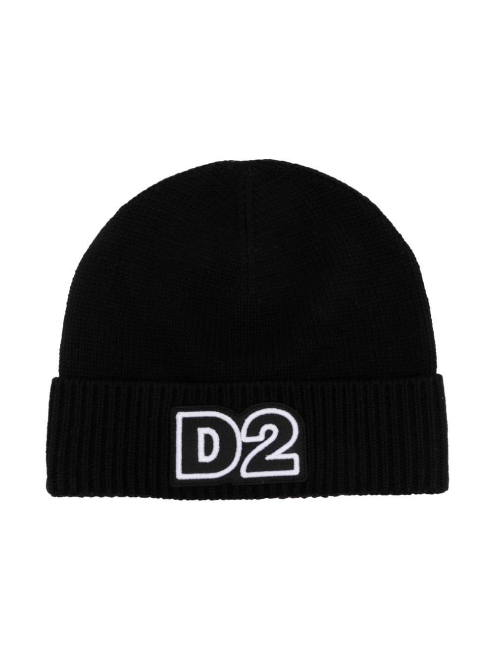 Dsquared2 Logo Patch Wool Blend Beanie In Black