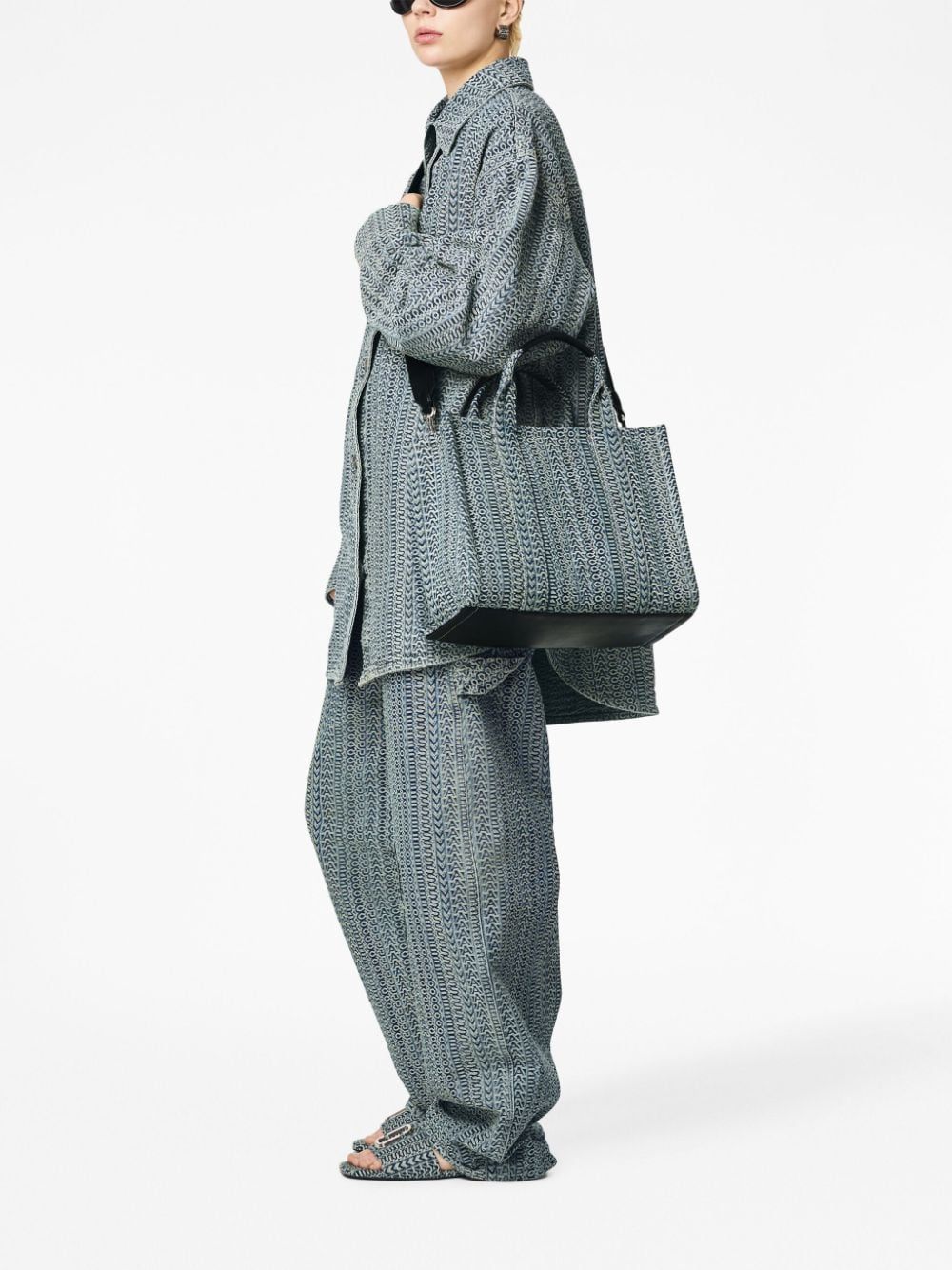 Shop Marc Jacobs The Monogram Washed Denim Medium Tote Bag