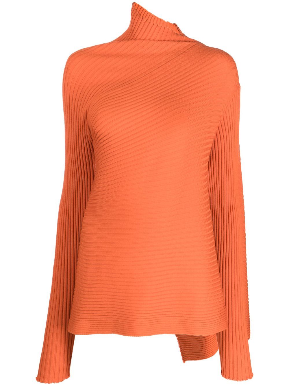 Marques' Almeida Asymmetric-design Ribbed-knit Jumper In Burnt Orange