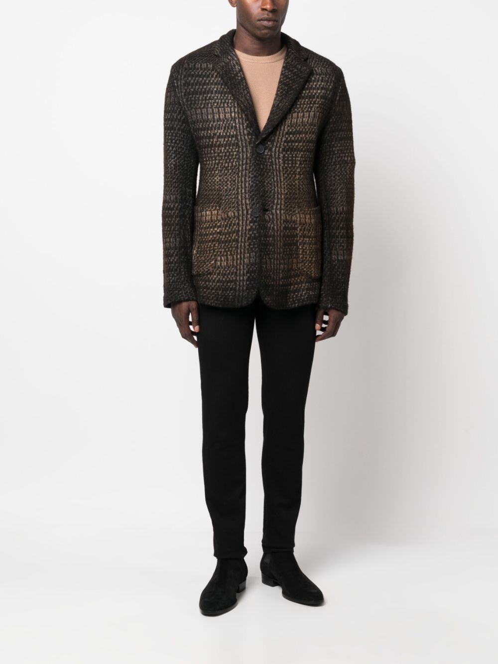 Shop Avant Toi Prince Of Wales Jacquard Rever Jacket With Shadows