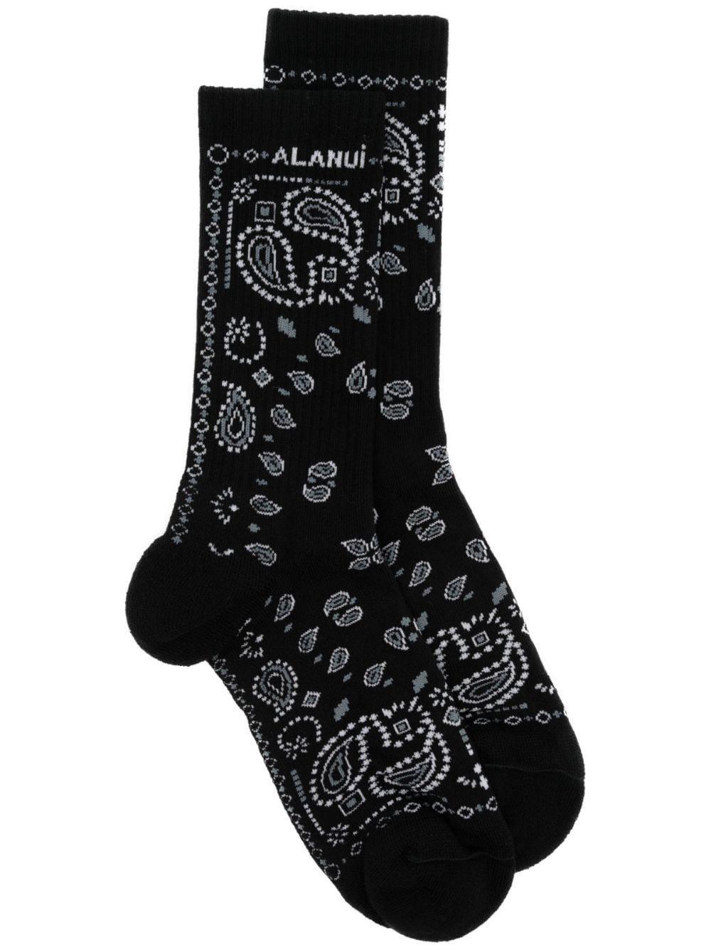 Shop Alanui Bandana Socks Black Multicolor