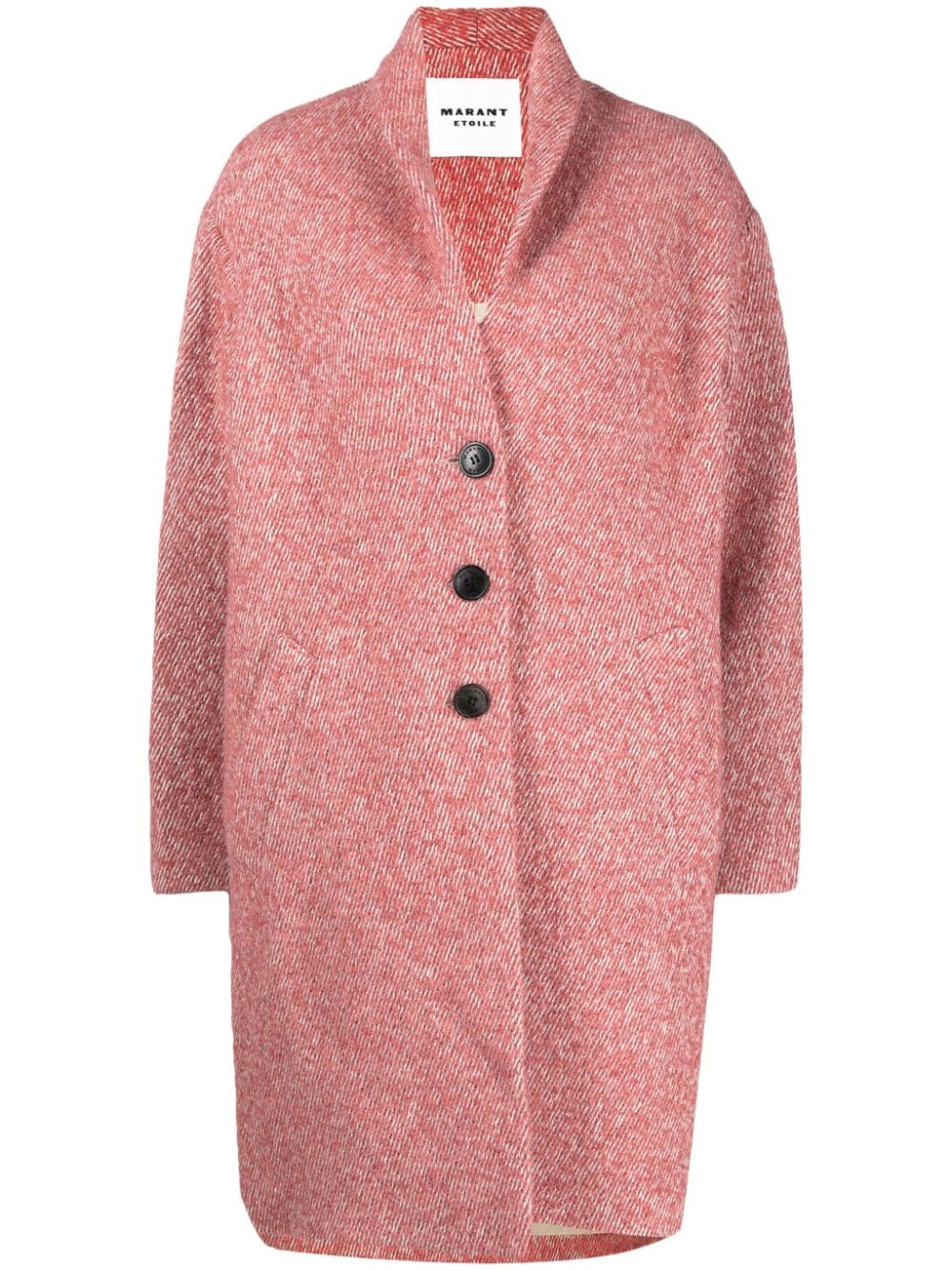 Marant Etoile Fine-knit Single Breasted Coat In Rw Rosewood