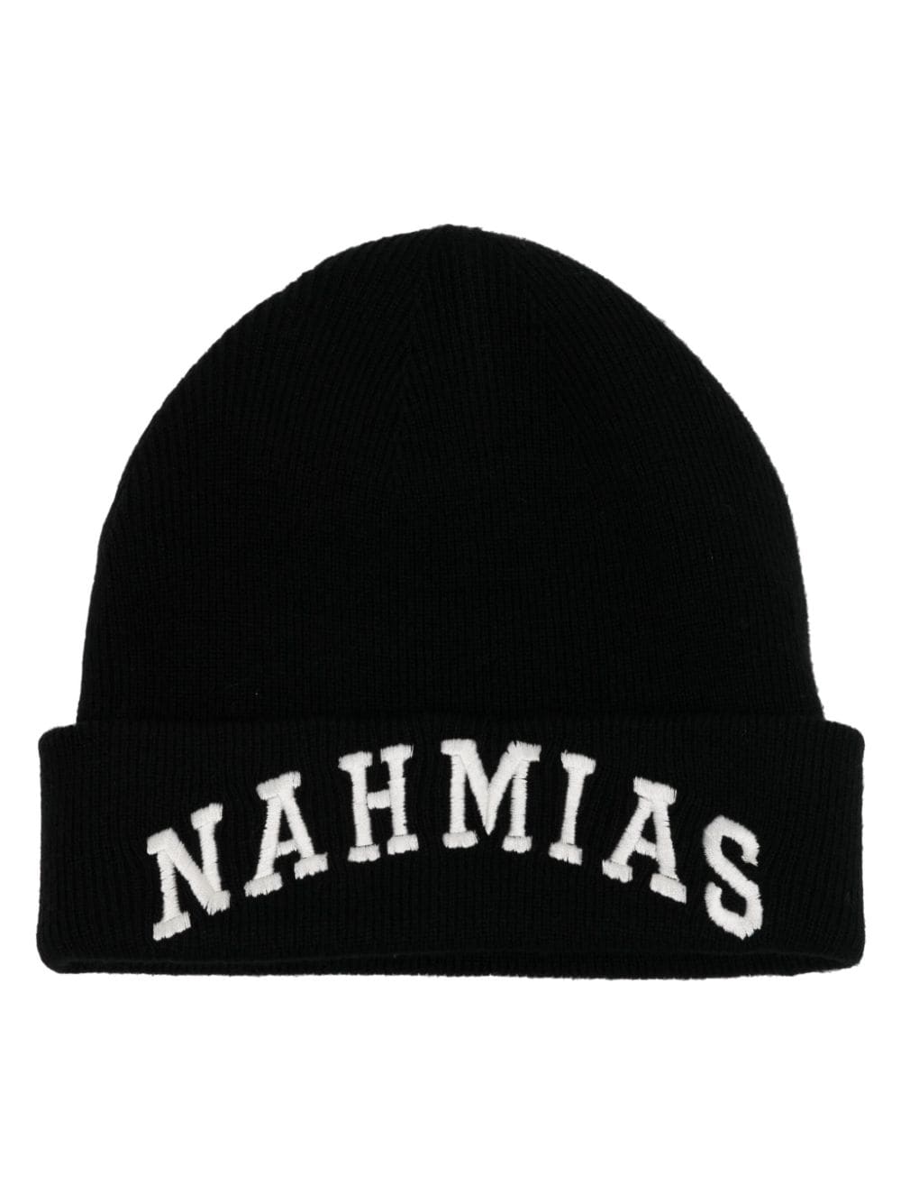 Nahmias Logo-embroidered Wool-cashmere Blend Beanie In Black And White