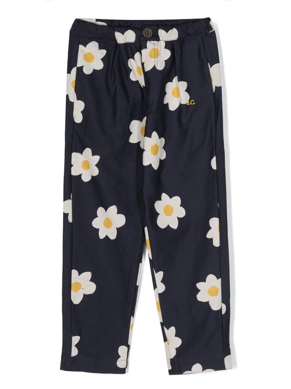 Big Flower All Over Baggy Pants In Black