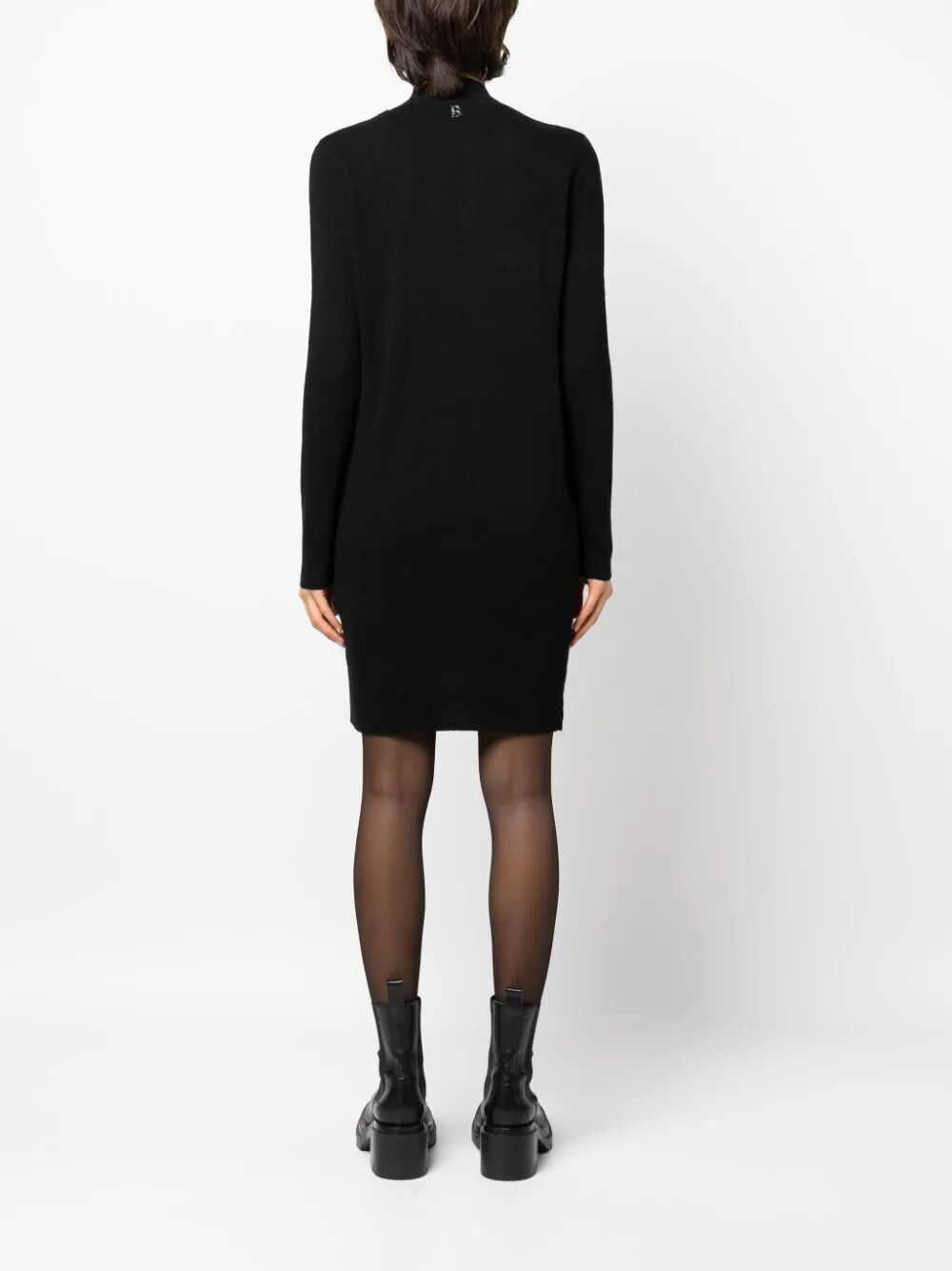 Shop Blugirl Turtle Neck Mini Dress With Crystall In Black