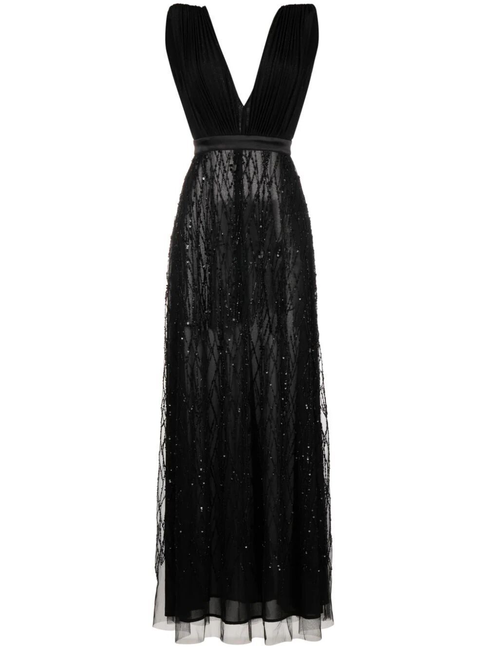 Elisabetta Franchi Sleeveles Dress With Pleated Skirt In Black