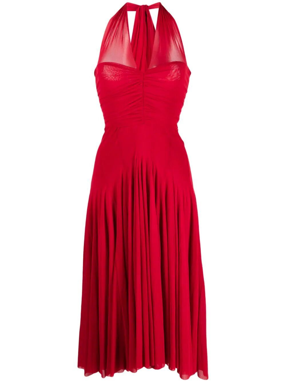 Philosophy Short Sleeves Long Dress With Tulle And Naked Shoulder In Red
